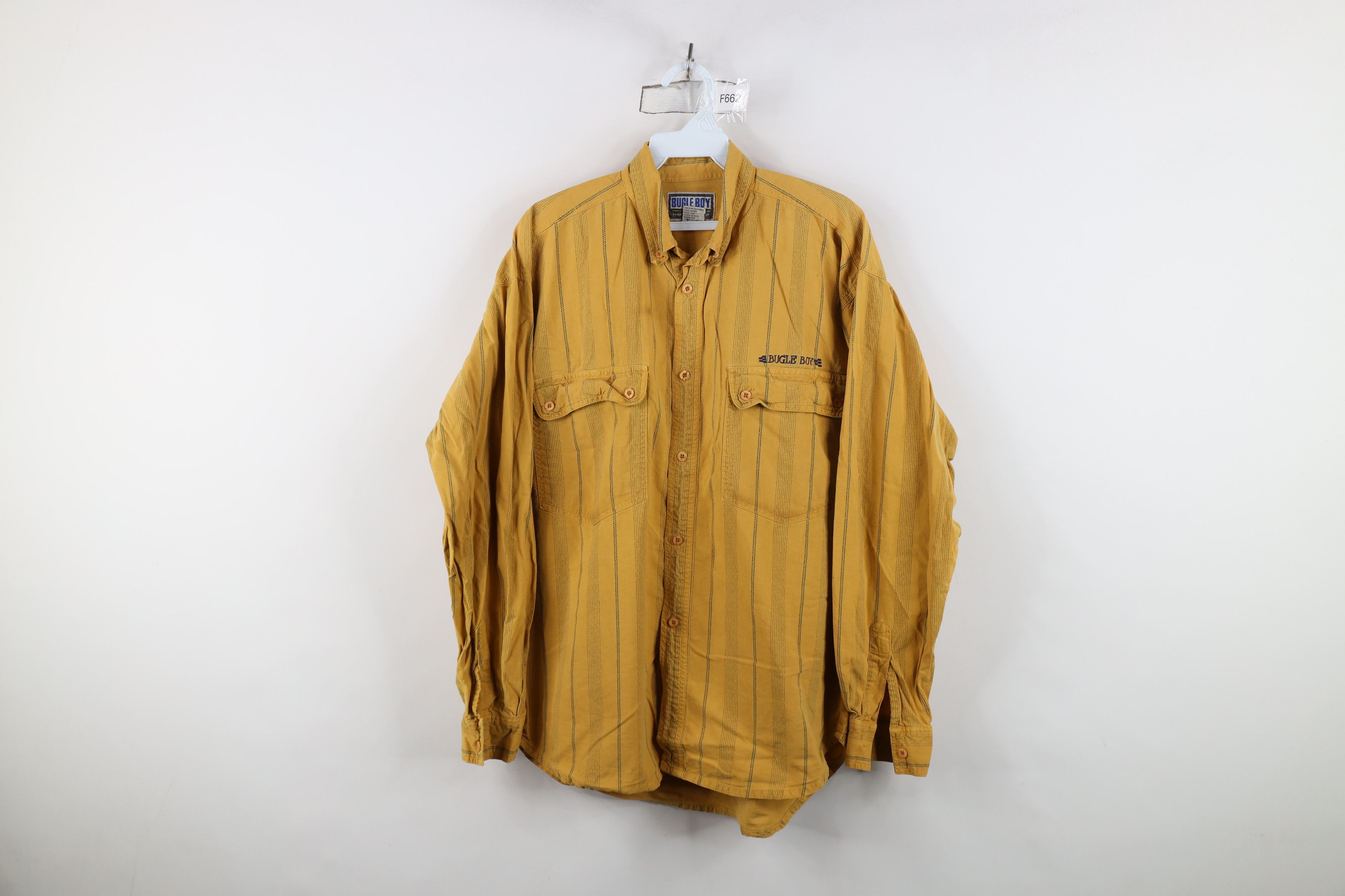 Vintage Vintage 90s Streetwear Big Pocket Striped Button Down Shirt Size US M / EU 48-50 / 2 - 1 Thumbnail