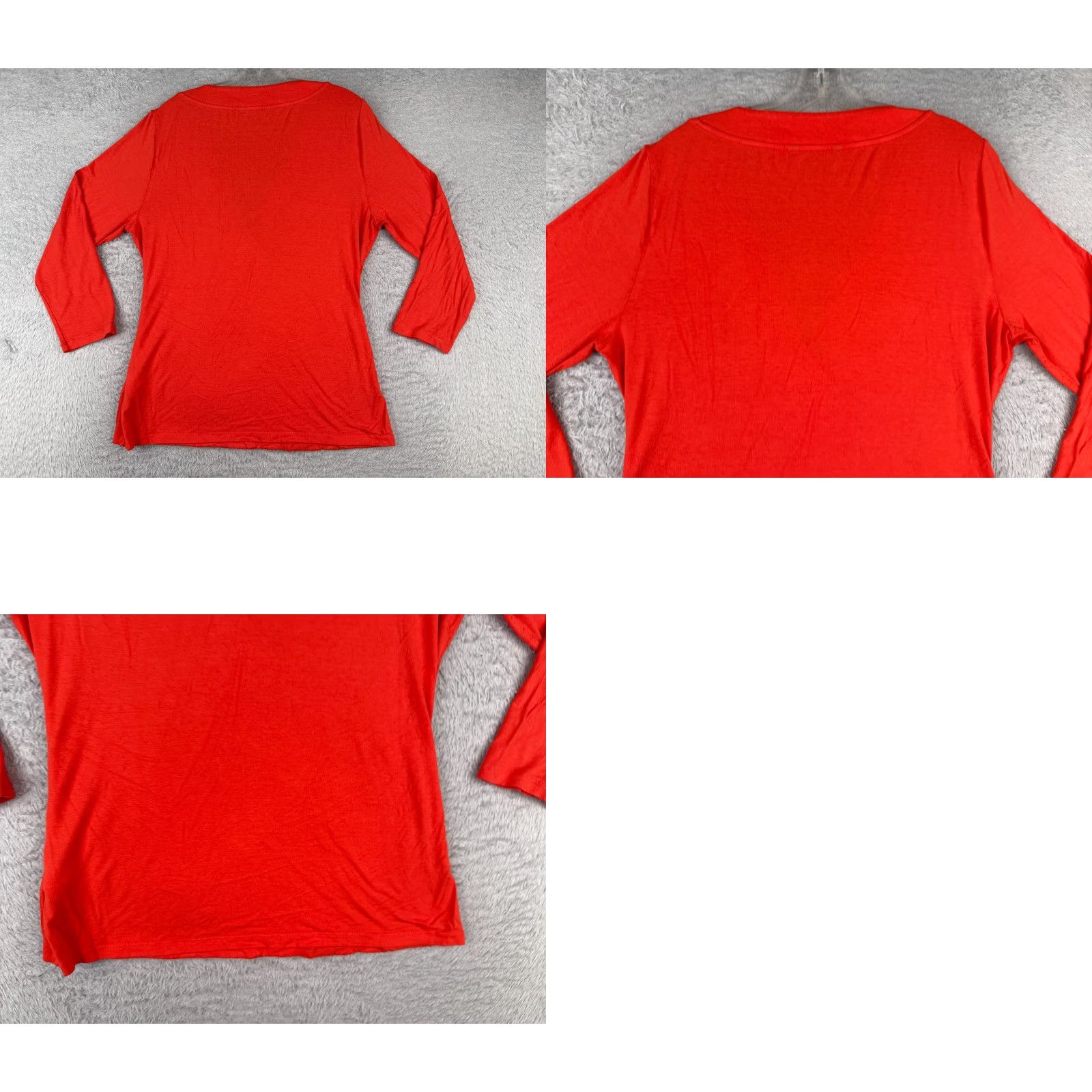 Ralph Lauren Lauren Ralph Lauren Shirt Women XL Orange Viscose Blend Black Label, Logo, Knit, T-Shirt, Casual, Regular, Long Sleeve, Pullover, V-Neck, City, 90s? Size XL / US 12-14 / IT 48-50 - 9 Thumbnail