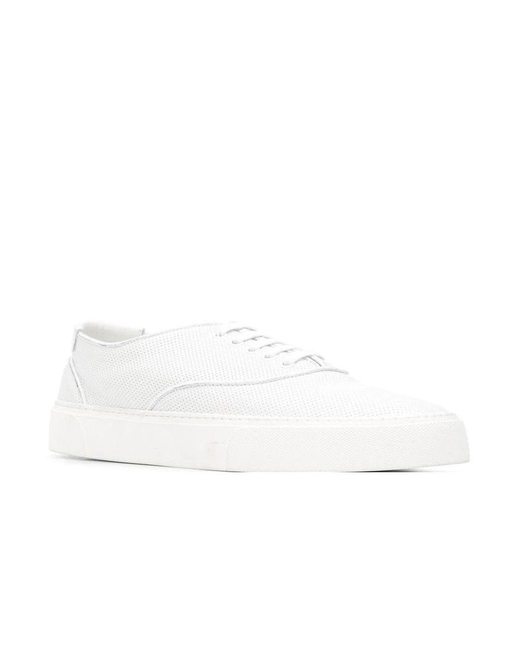 image of Saint Laurent Paris Venice Sneakers In Perforated Leather in White, Men's (Size 6)