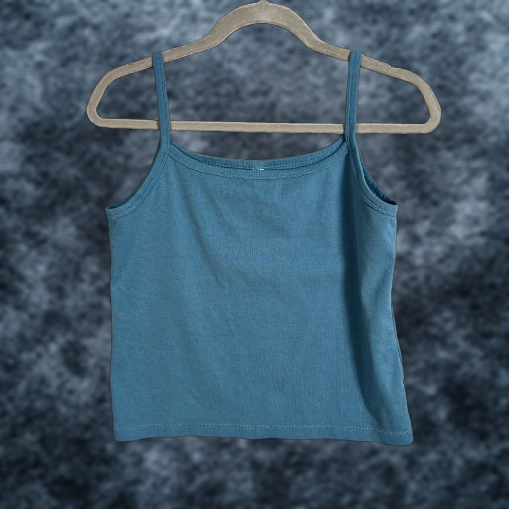 Uniqlo Uniqlo Womens Large Blue Sleeveless Tank Top Cotton Blend Shirt Adult Women Summer Casual Size L / US 10 / IT 46 - 1 Thumbnail
