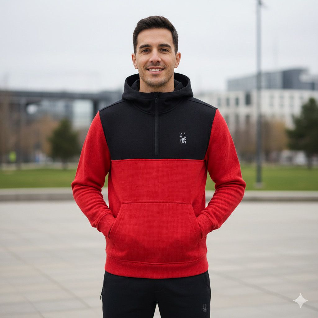 Spyder Spyder Men's L NEW Hoodie Pullover Waffle Thermal Red Black Size US L / EU 52-54 / 3 - 2 Thumbnail