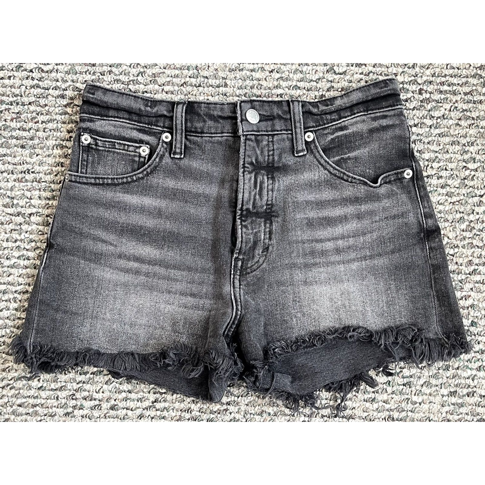 Lucky Brand Lucky Brand Shorts Womens 2/26 Black Denim Cut Off Distressed Pocket Zip Cotton Size 26" / US 2 / IT 38 - 2 Thumbnail