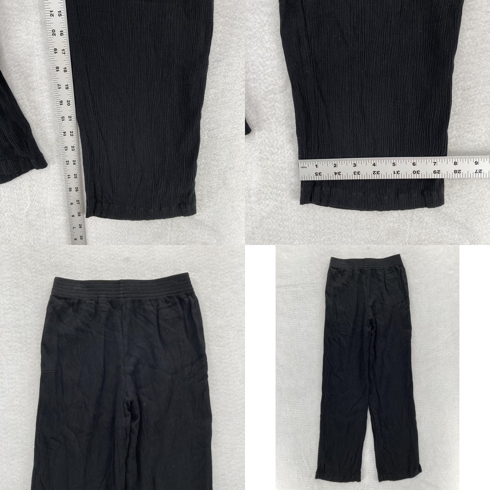 Vintage Babaton Womens Pants 2XS Black Pull On Wide Leg Crinkle Viscose ECOVERO Size 24" / US 00 / IT 34 - 8 Thumbnail