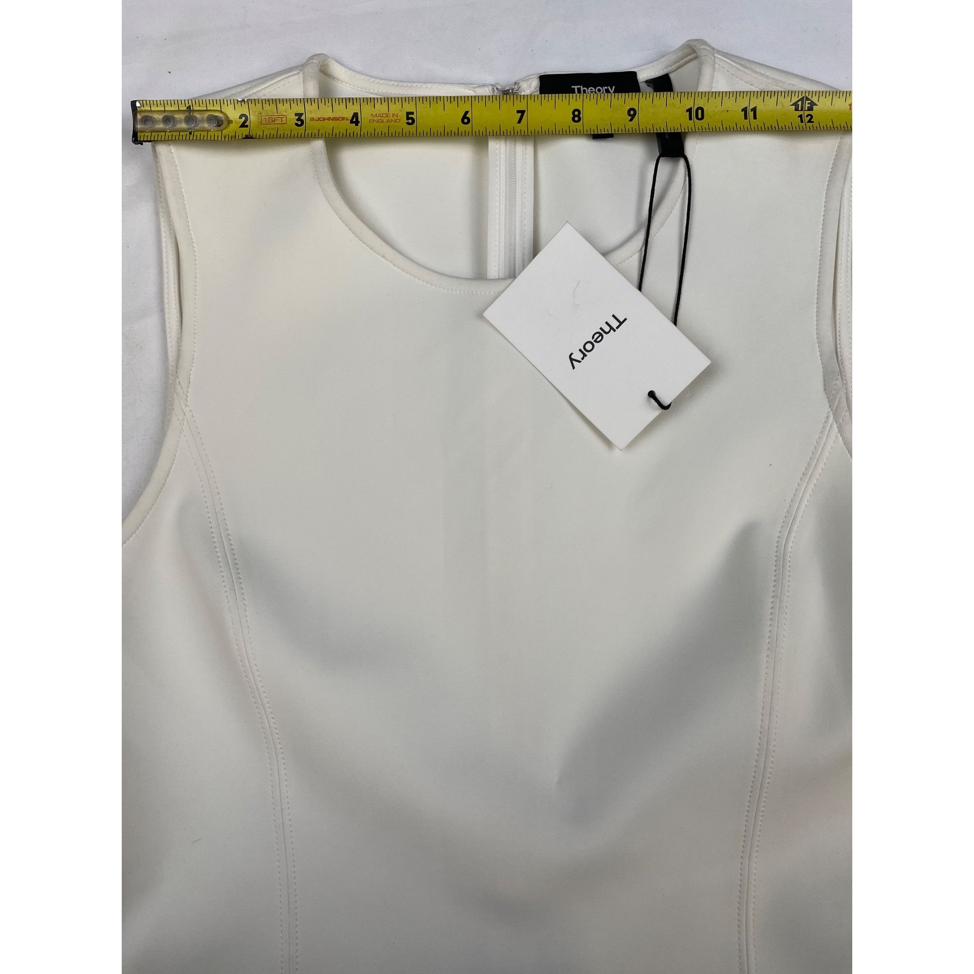 Theory Theory Women's White Sleeveless Dress Fit & Flare Mini Size Size L / US 10 / IT 46 - 5 Thumbnail