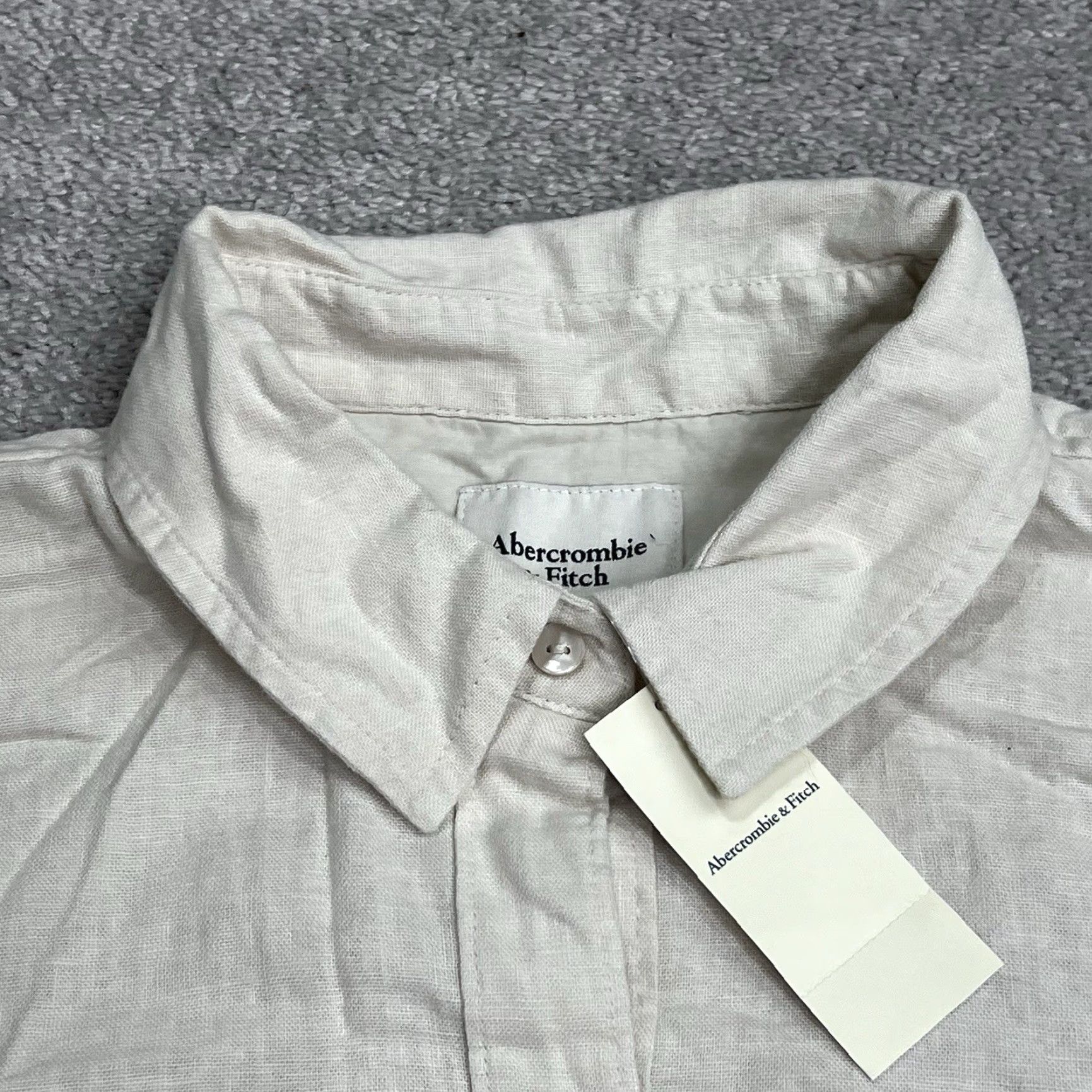 Abercrombie & Fitch Abercrombie & Fitch Linen-Cotton Blend Utility Romper Light Beige XLT Tall NWT Belted Pockets Elastic Waist Short Sleeve Size 40" / US 18 - 4 Thumbnail