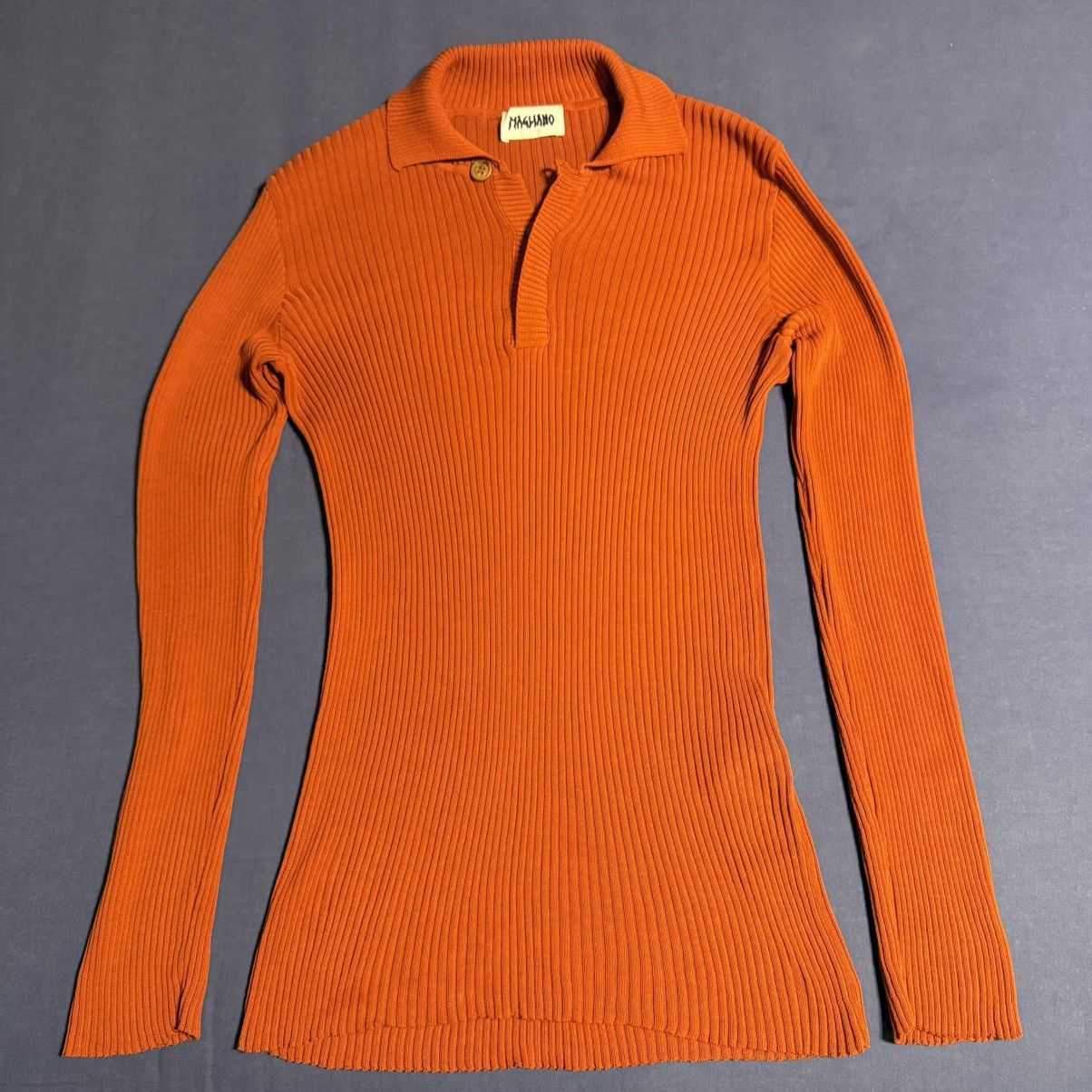 Magliano Magliano burnt orange ribbed long-sleeve knit polo Size US M / EU 48-50 / 2 - 2 Thumbnail