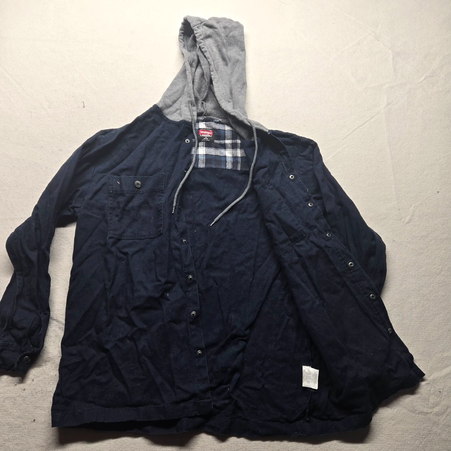 Wrangler Wrangler Shirt Jacket Black Hooded Snap Button Lined Adult Men Medium Quilted Pockets Fall Winter Vintage: No Size US M / EU 48-50 / 2 - 3 Thumbnail