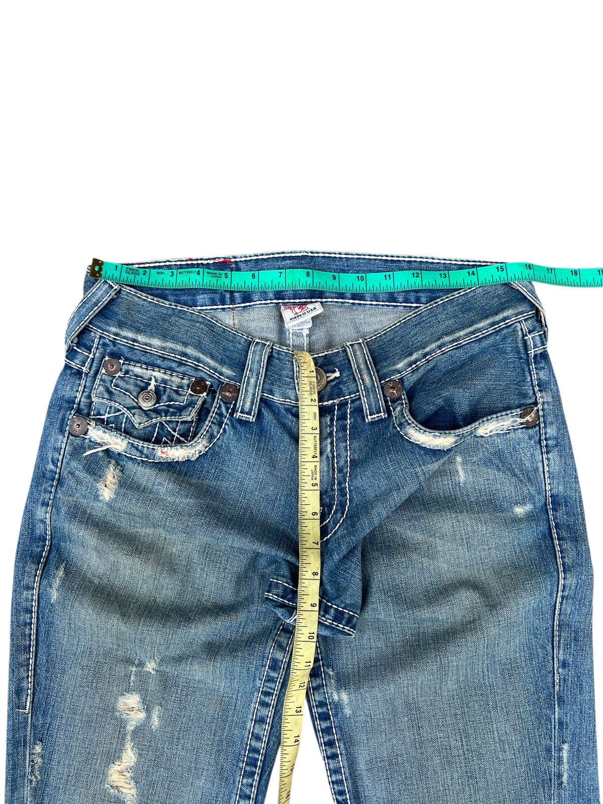 True Religion VTG Y2K True Religion Joey Big T Distress Denim Flare Jeans Size US 30 / EU 46 - 4 Thumbnail