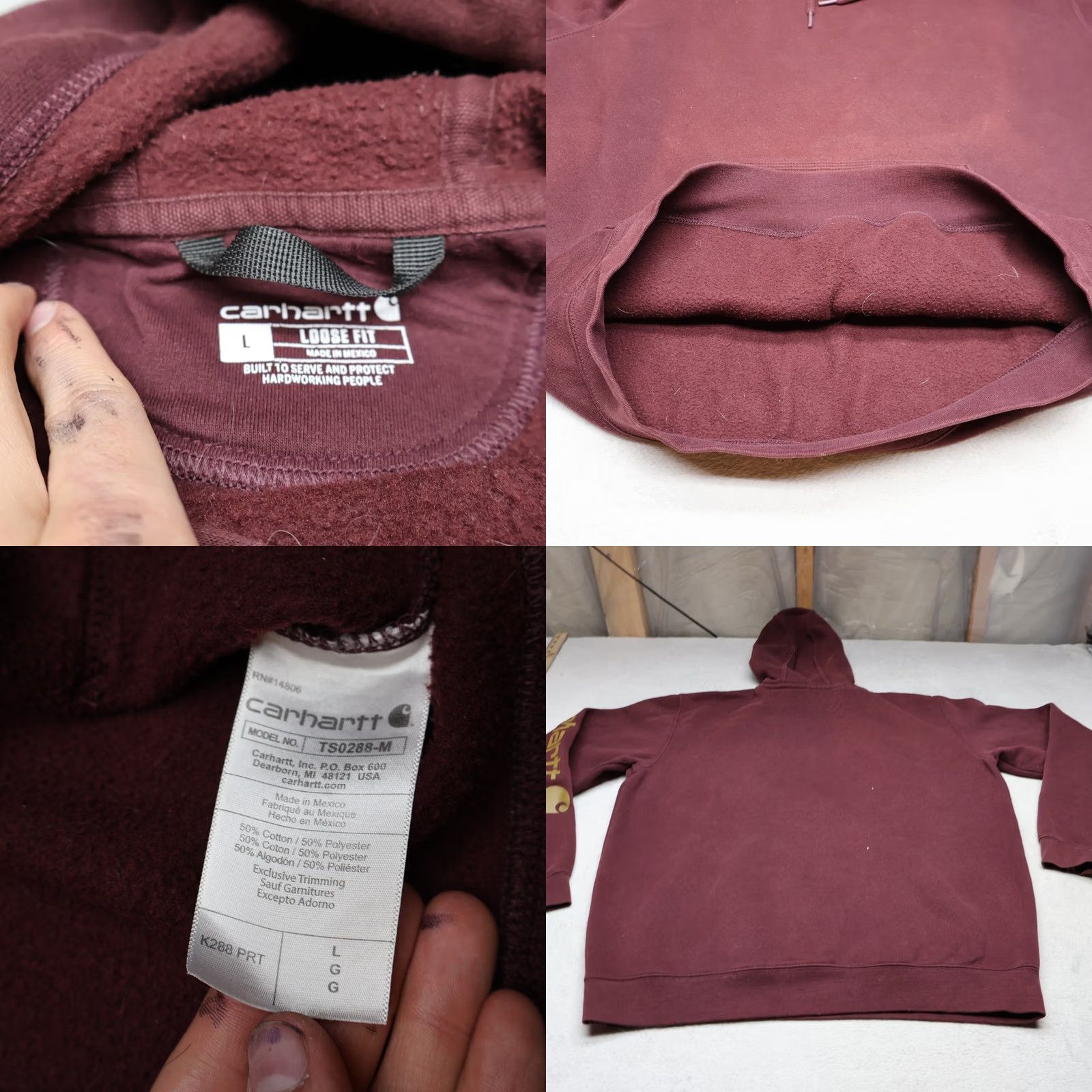 Carhartt Carhartt Hoodie Men Large Red Loose Fit Iconic K288 Pullover Logo Graphic Sleeve Size US L / EU 52-54 / 3 - 8 Thumbnail
