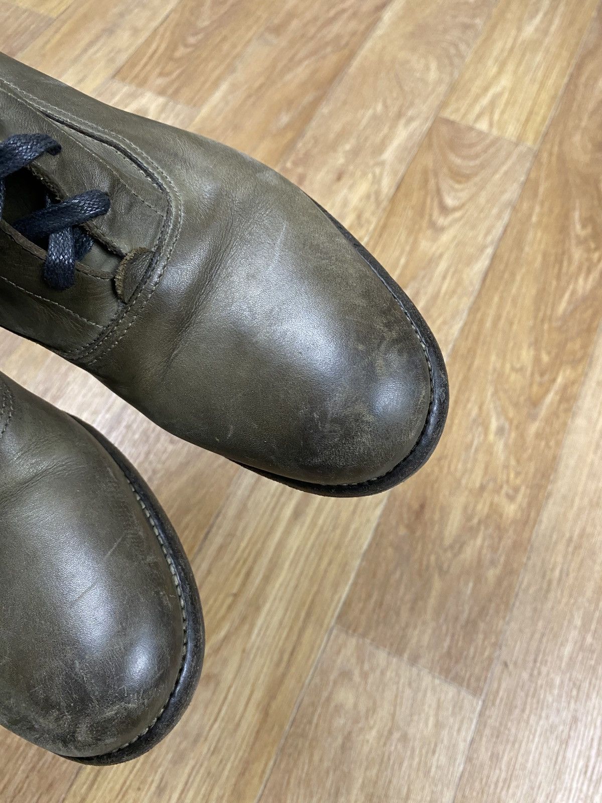 Leather × Sartore Sartore Paris Olive Green Leather Ankle Boots Size: 38 Size US 8 / IT 38 - 6 Thumbnail