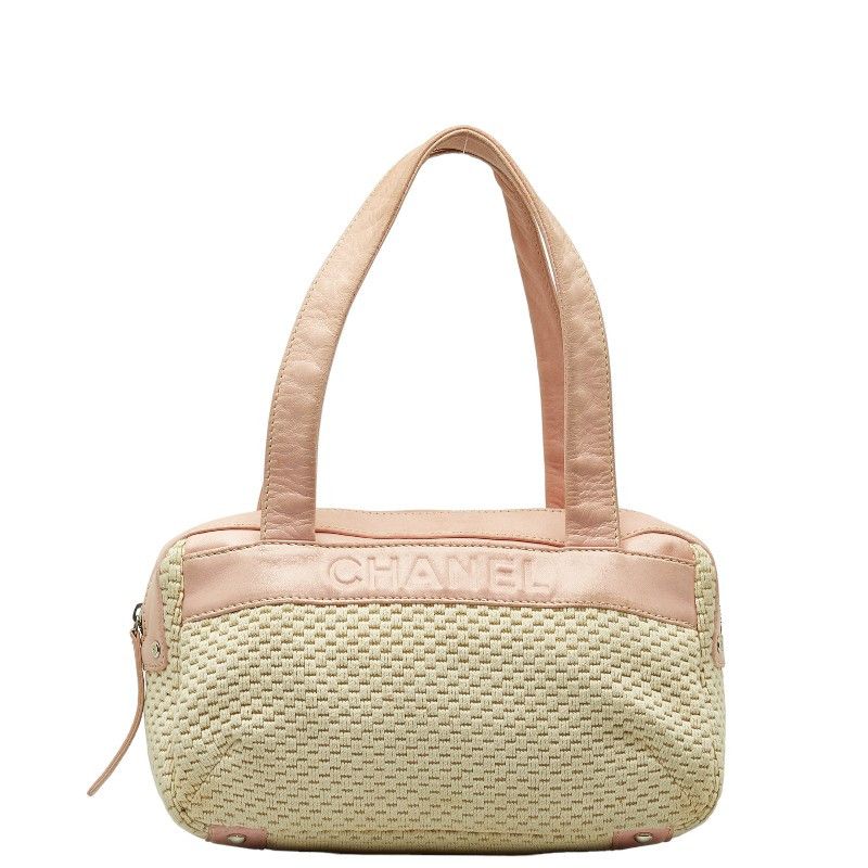 image of Chanel Lax Crochet Bowler Bag in Brown, Women's