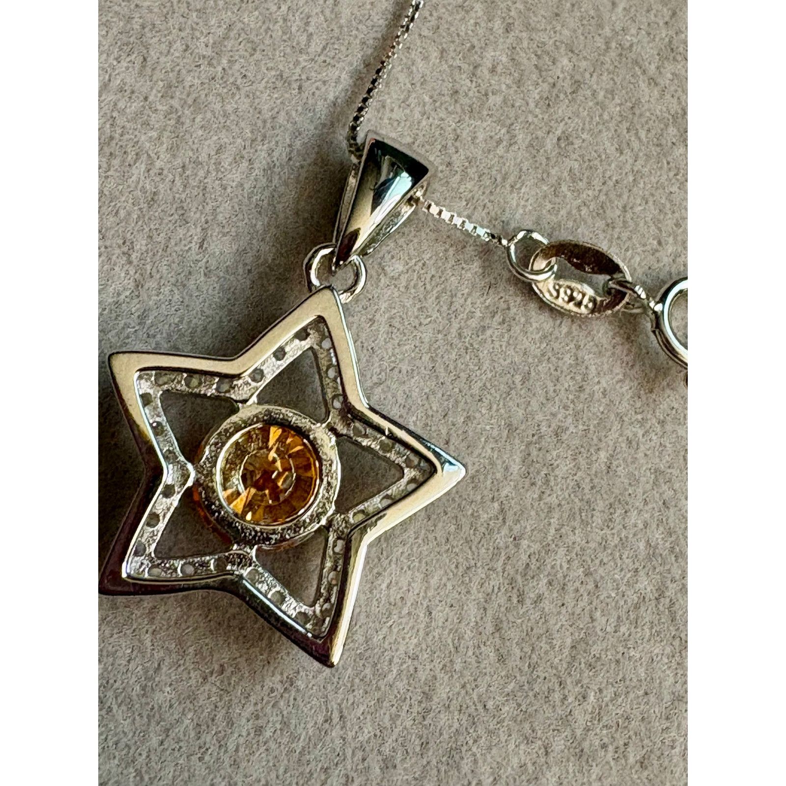 Jewelry NEW 1.5ct Orange/Wht Moissanite Star 17" Necklace,925 Silver Size ONE SIZE - 5 Thumbnail