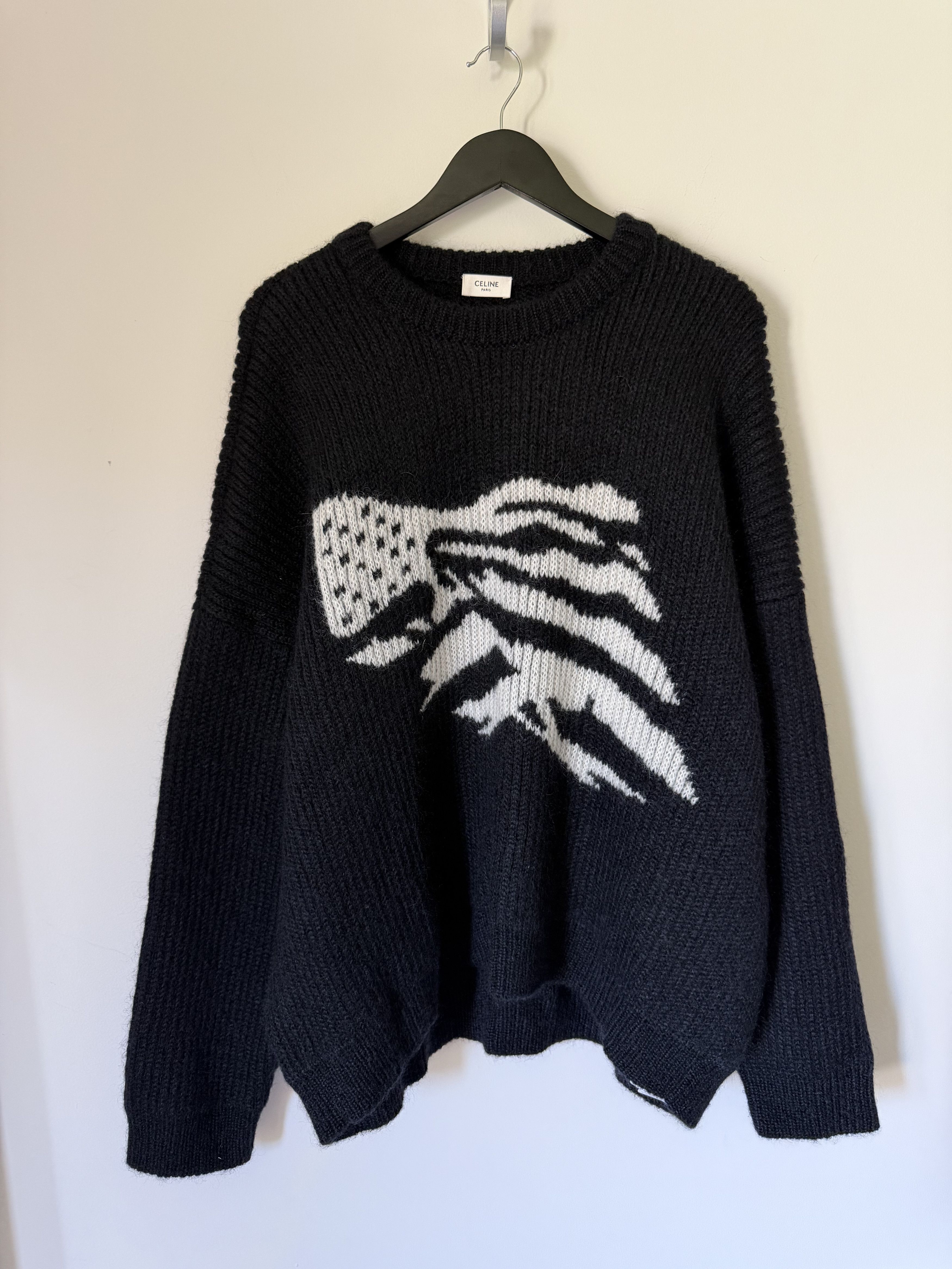 Celine Celine Boxy Flag Mohair Sweater in Black Size US L / EU 52-54 / 3 - 1 Thumbnail