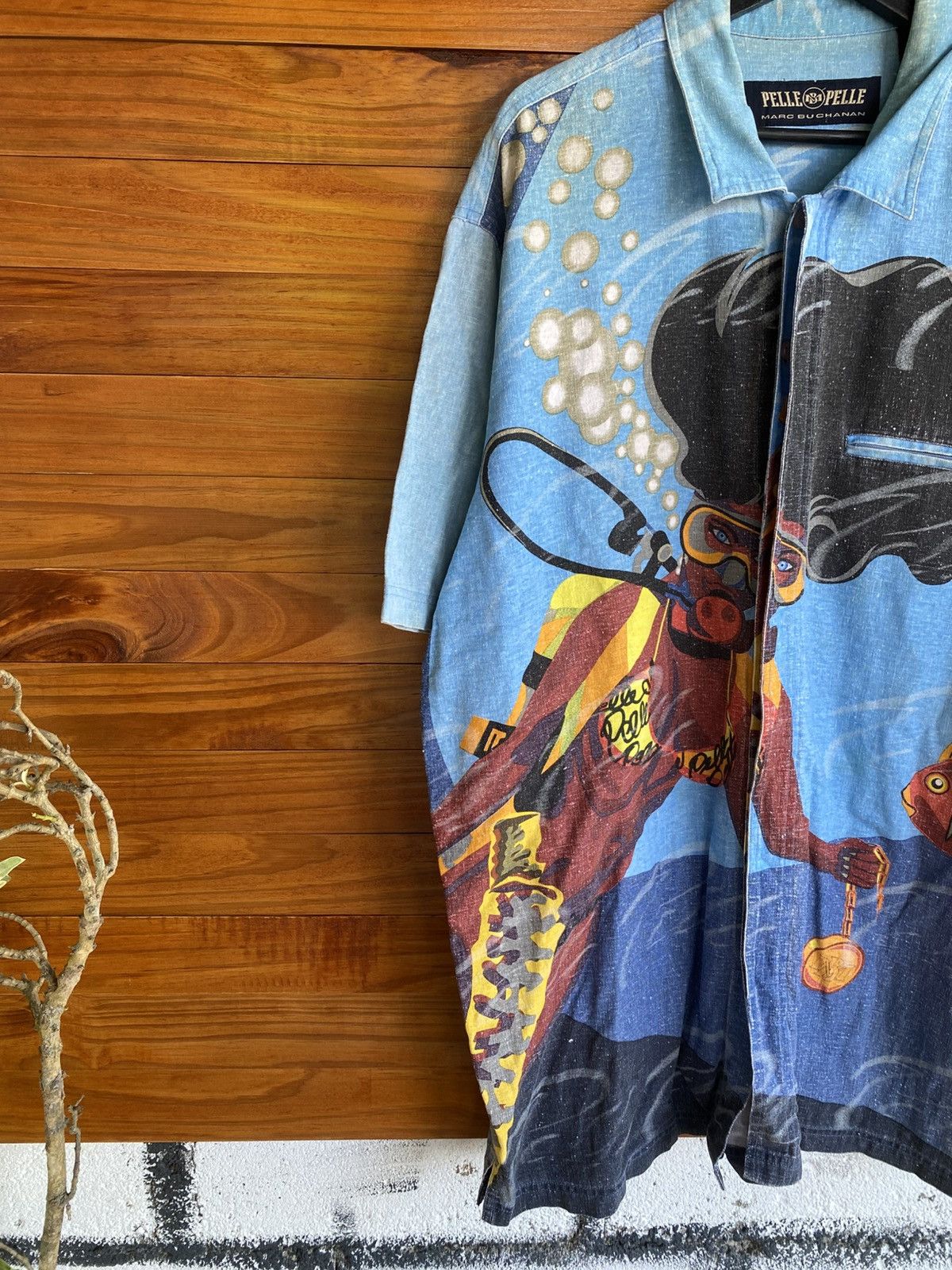 Marc Buchanan Vintage 90s Pelle Pelle Scuba Diver Graphic Shirt – Rare Size US L / EU 52-54 / 3 - 7 Thumbnail