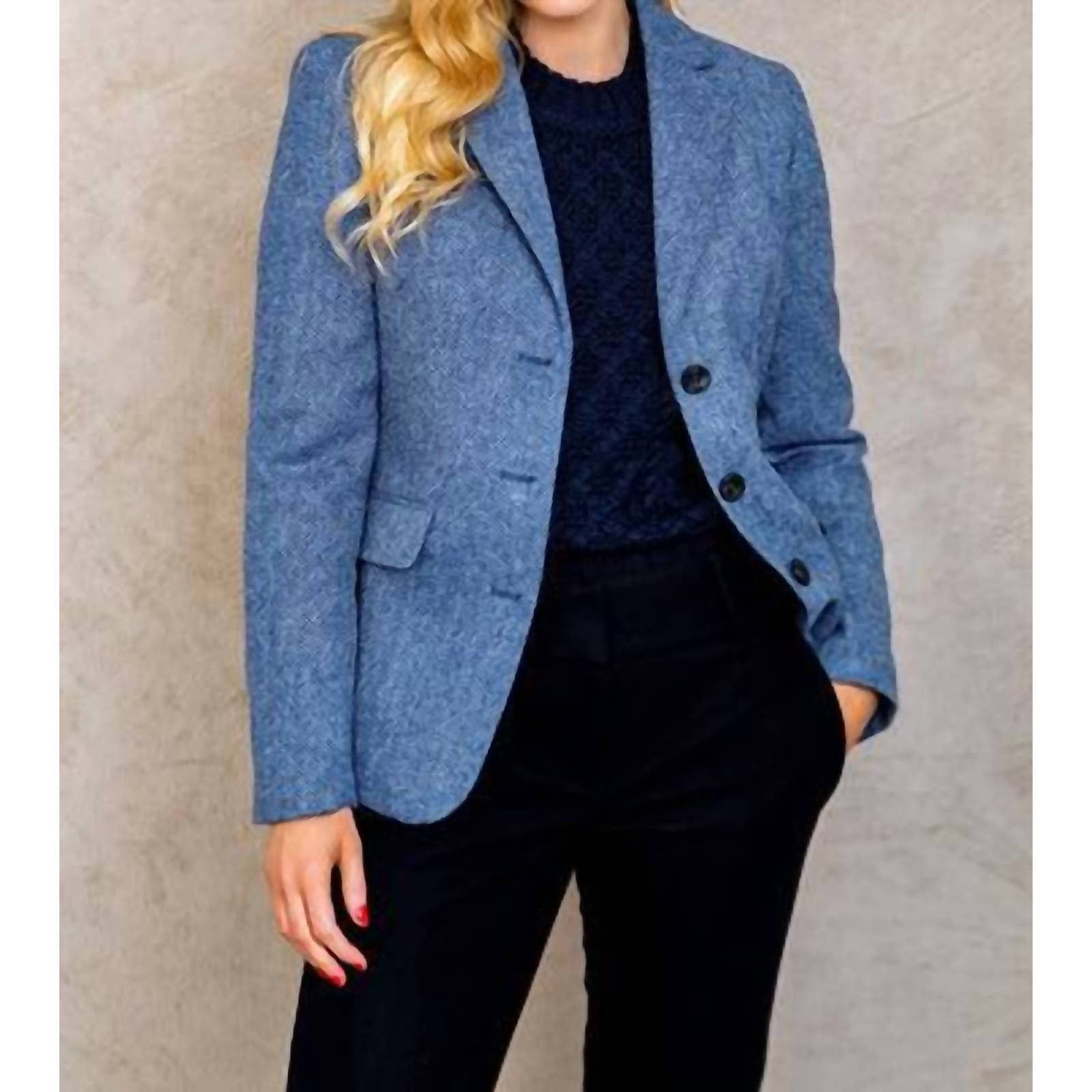 Designer JACK MURPHY Tara Tweed Hacking Jacket In Light Blue | Grailed