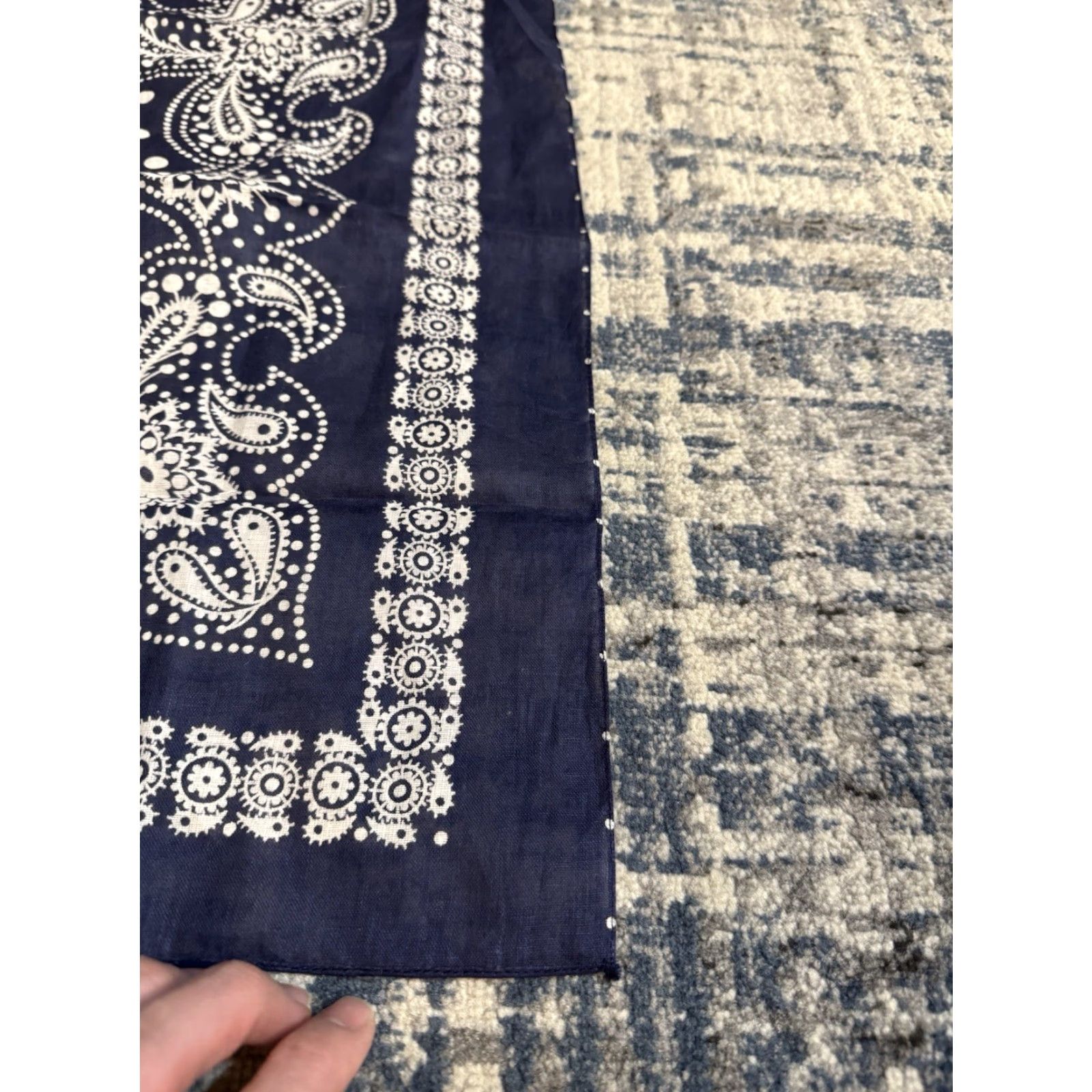 Vintage VINTAGE Tower Handkerchief Blue Paisley USA Made Cotton Patterned Unisex 60s Bandana USA Western Men Women 21.5”x22.25” Size ONE SIZE - 3 Thumbnail
