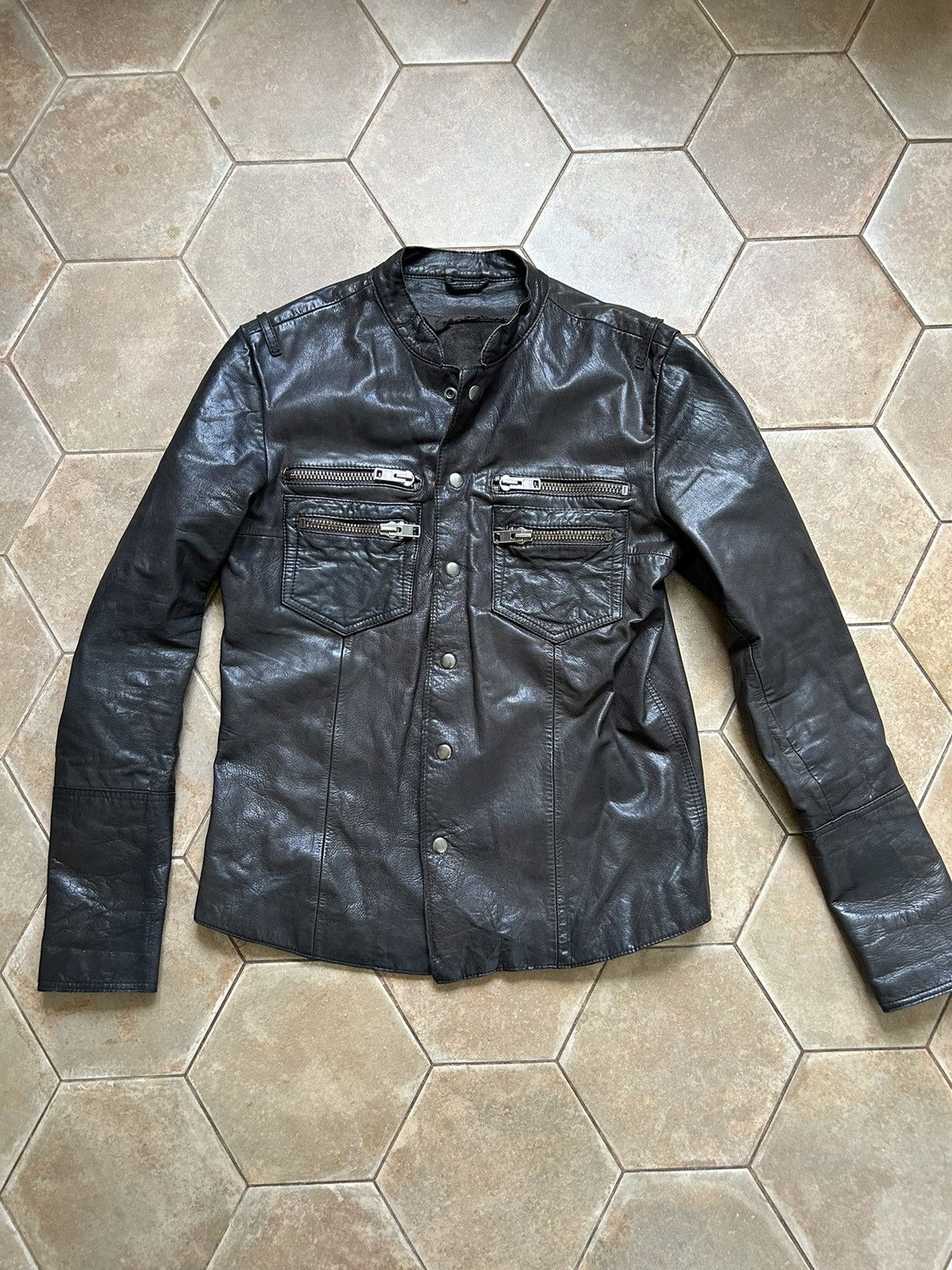 Allsaints All Saints Leather Jacket Biker Size US M / EU 48-50 / 2 - 1 Thumbnail