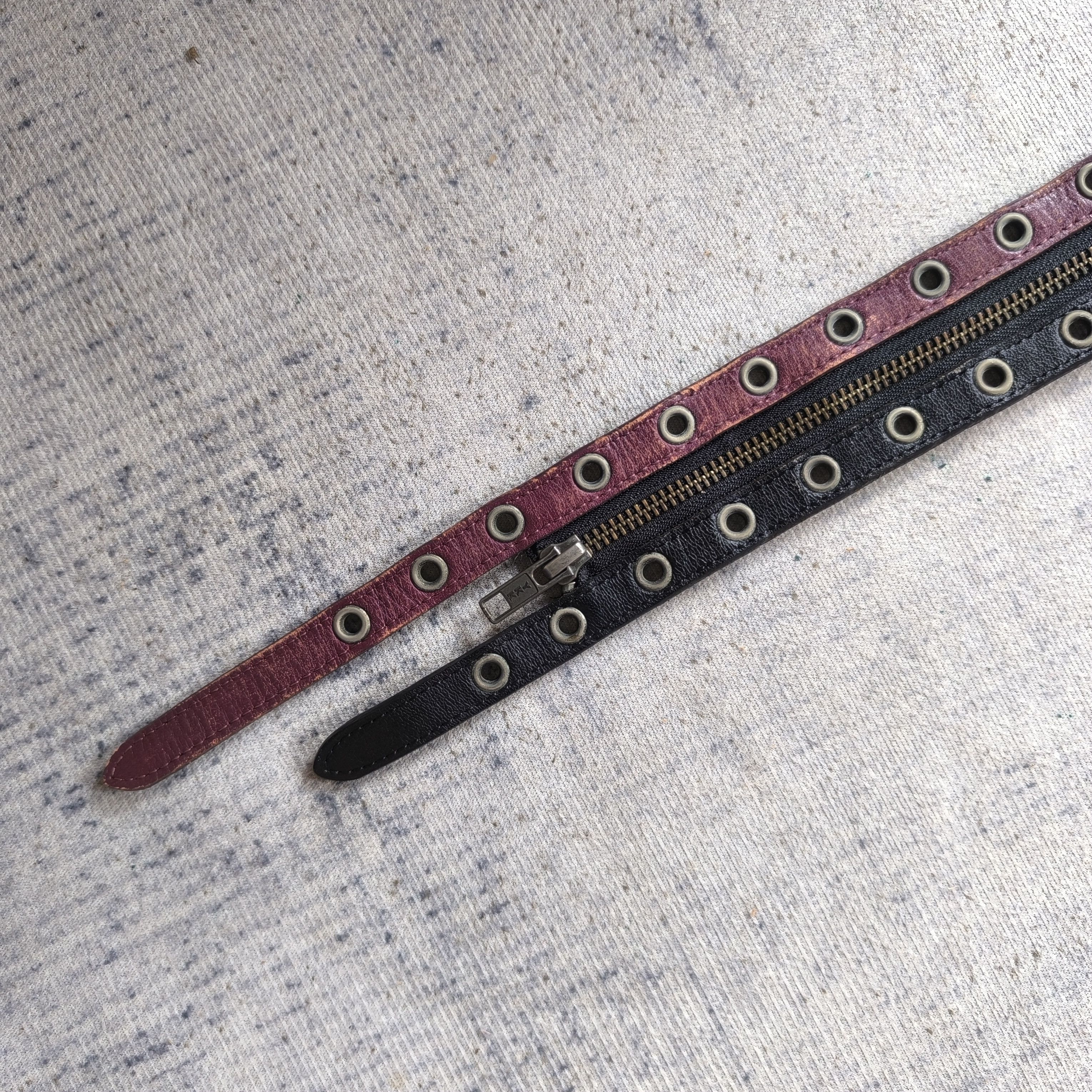 14th Addiction 💥 Segment rupert double prong zip punk rock leather belt Size ONE SIZE - 6 Thumbnail