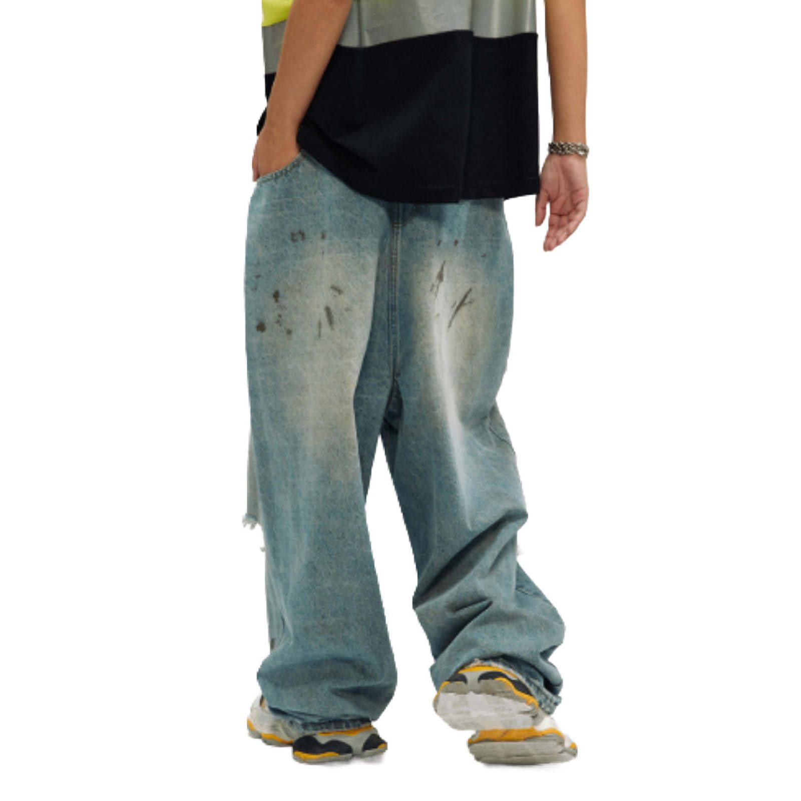 Japanese Brand Reversed Distressed Baggy Wide Leg Denim Jeans Size US 30 / EU 46 - 10 Thumbnail