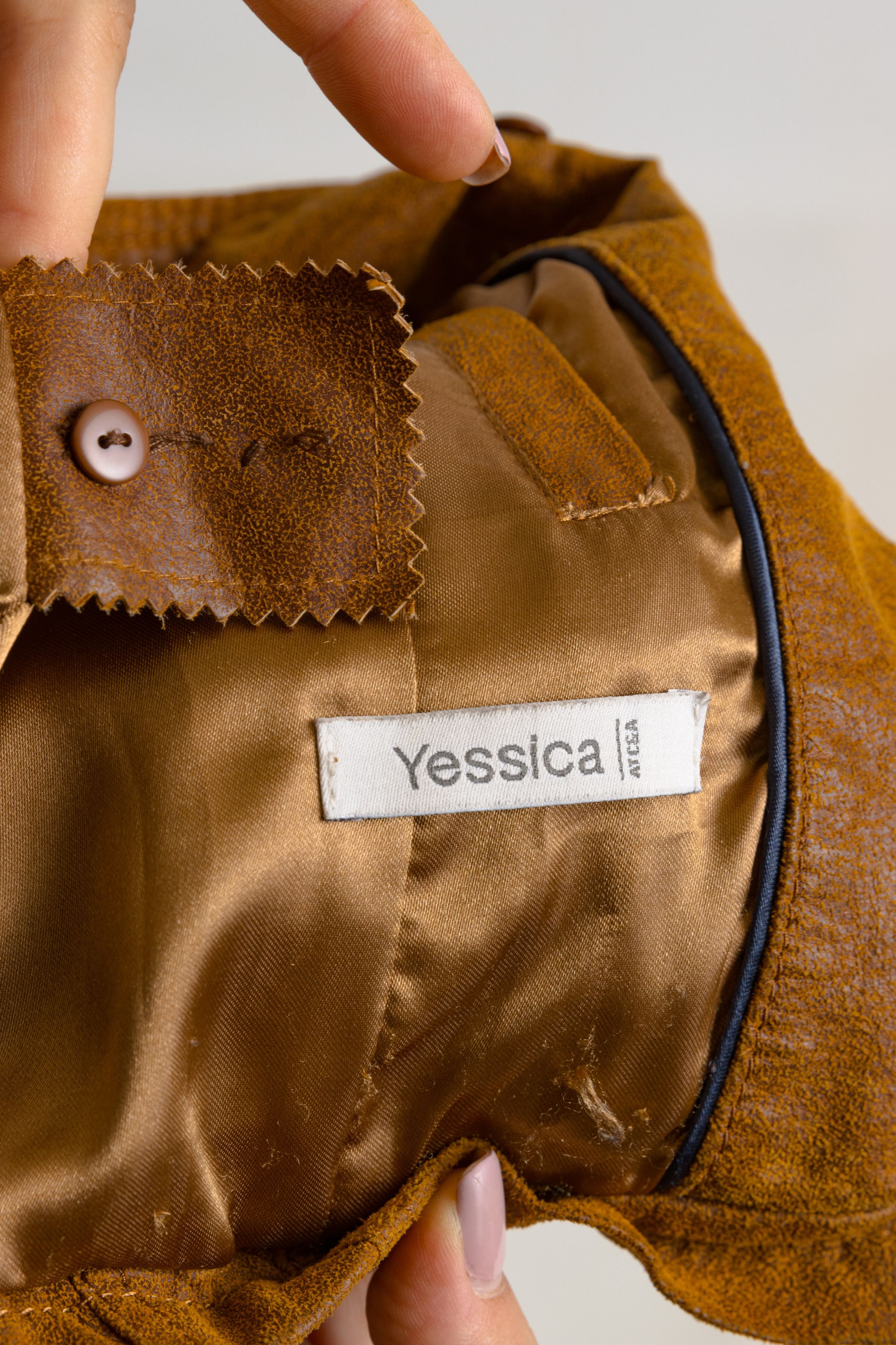 Other 80s Grunge Jacket Camel Leather Jacket Size 38 7498 Size M / US 6-8 / IT 42-44 - 8 Thumbnail