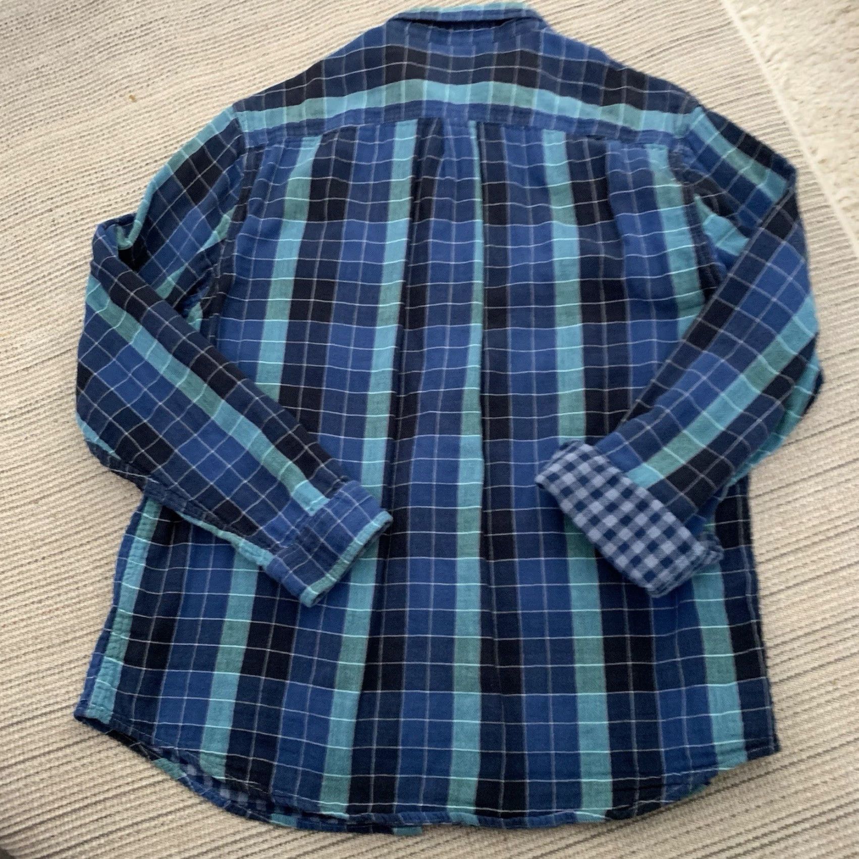 Carbon2Cobalt Carbon2Cobalt Shirt Mens Large Aqua Blue Plaid Button-Up Two-Ply Double Faced Size US L / EU 52-54 / 3 - 6 Thumbnail