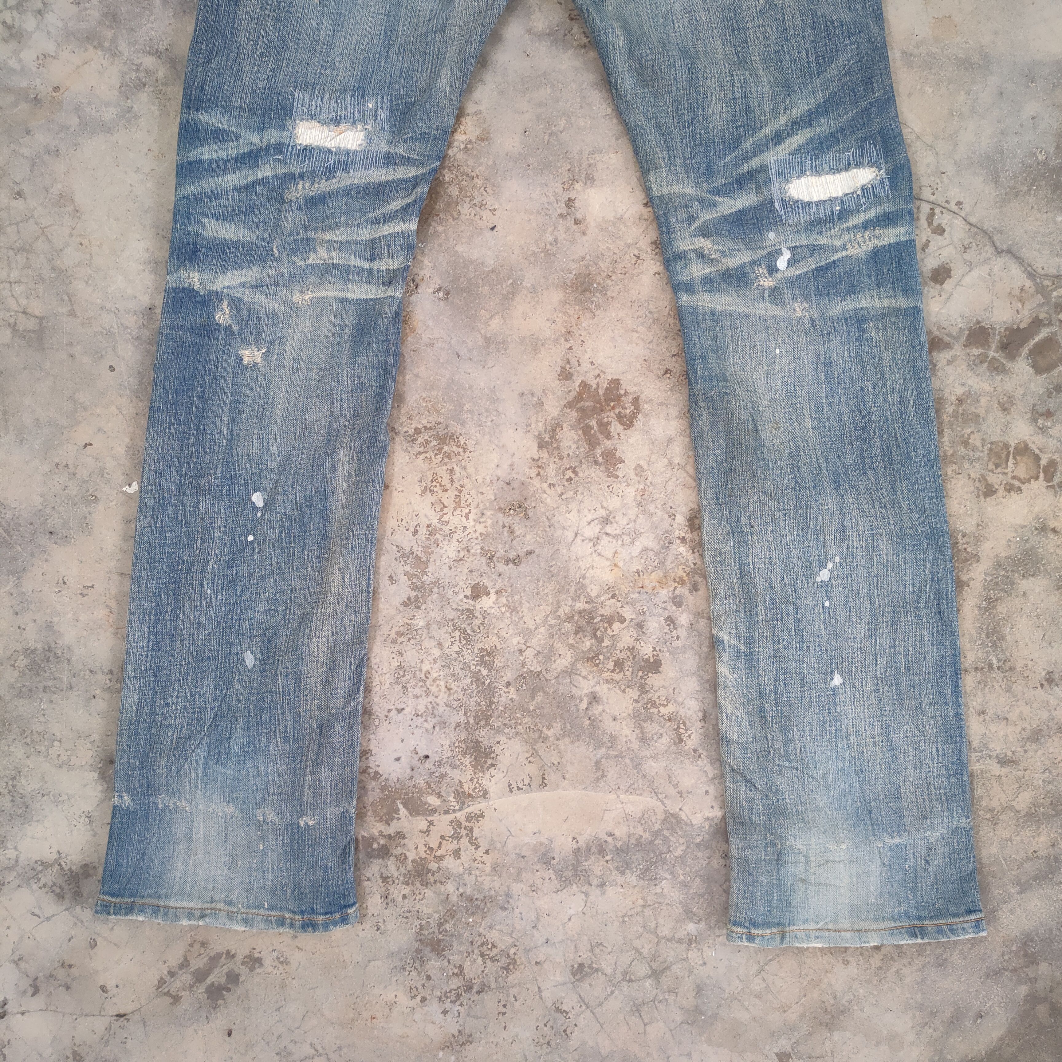 Japanese Brand W30 VINTAGE BIT BLUE SKINNY RIPPED JEANS DENIM PANTS Size US 30 / EU 46 - 12 Thumbnail