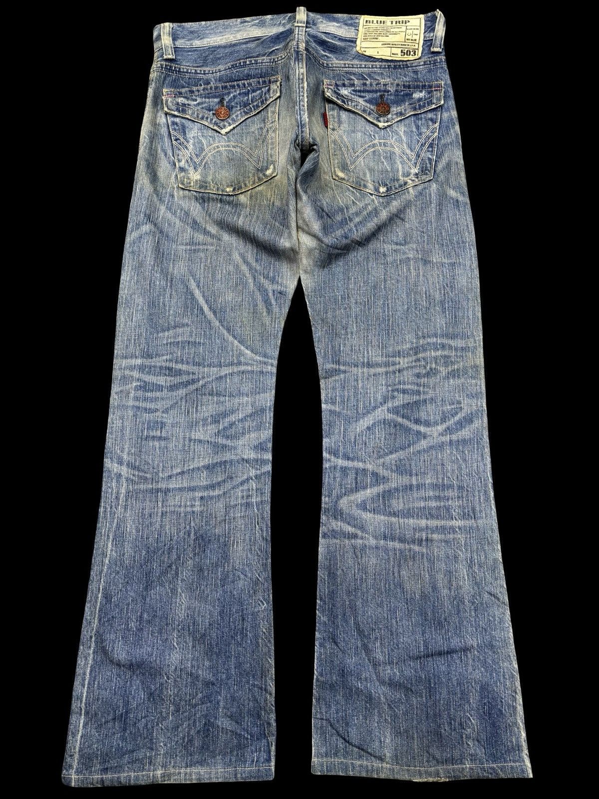 Edwin 💥Flare💥Edwin 503 Insane Fades Medium Wash Denim F910 Size US 33 - 2 Thumbnail