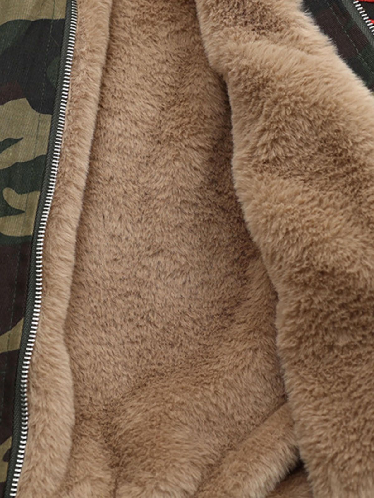 Japanese Brand Camouflage Fur Hooded Bomber Jacket, Camo Winter Coat Size M / US 6-8 / IT 42-44 - 5 Thumbnail