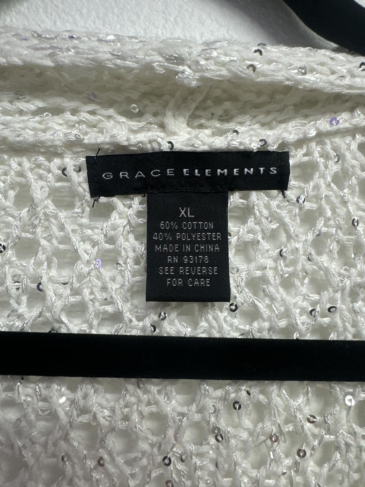 Other Grace Elements XL White Sequin Knit Cardigan Size XL / US 12-14 / IT 48-50 - 2 Thumbnail