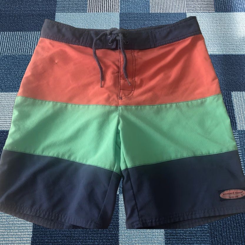 Vineyard Vines VINEYARD VINES Board Shorts Sz 30 Men Multicolor Logo Swim Bottom Teal Neon Orange Trunks Size US 30 / EU 46 - 1 Thumbnail