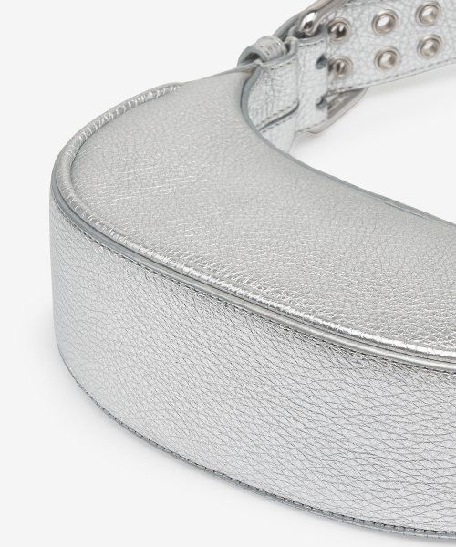 By Far o1mle0824 Size:OS/Mini Soho Flat Grain Leather Bag in Silver Size ONE SIZE - 5 Thumbnail