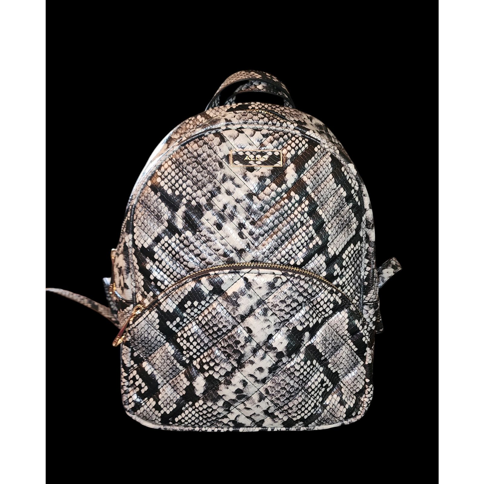 Aldo Aldo Womens Faux Leather black, gray, white backpack Size ONE SIZE - 1 Thumbnail
