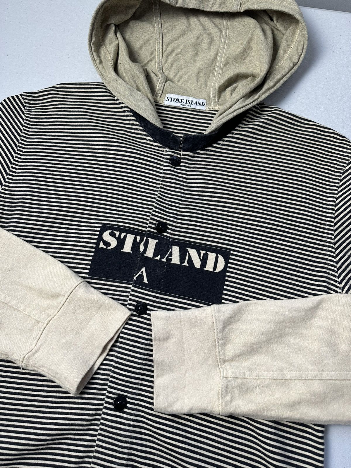 Stone Island × Vintage 90s Vintage Stone Island Hooded Snap Hoodie Size US S / EU 44-46 / 1 - 5 Thumbnail