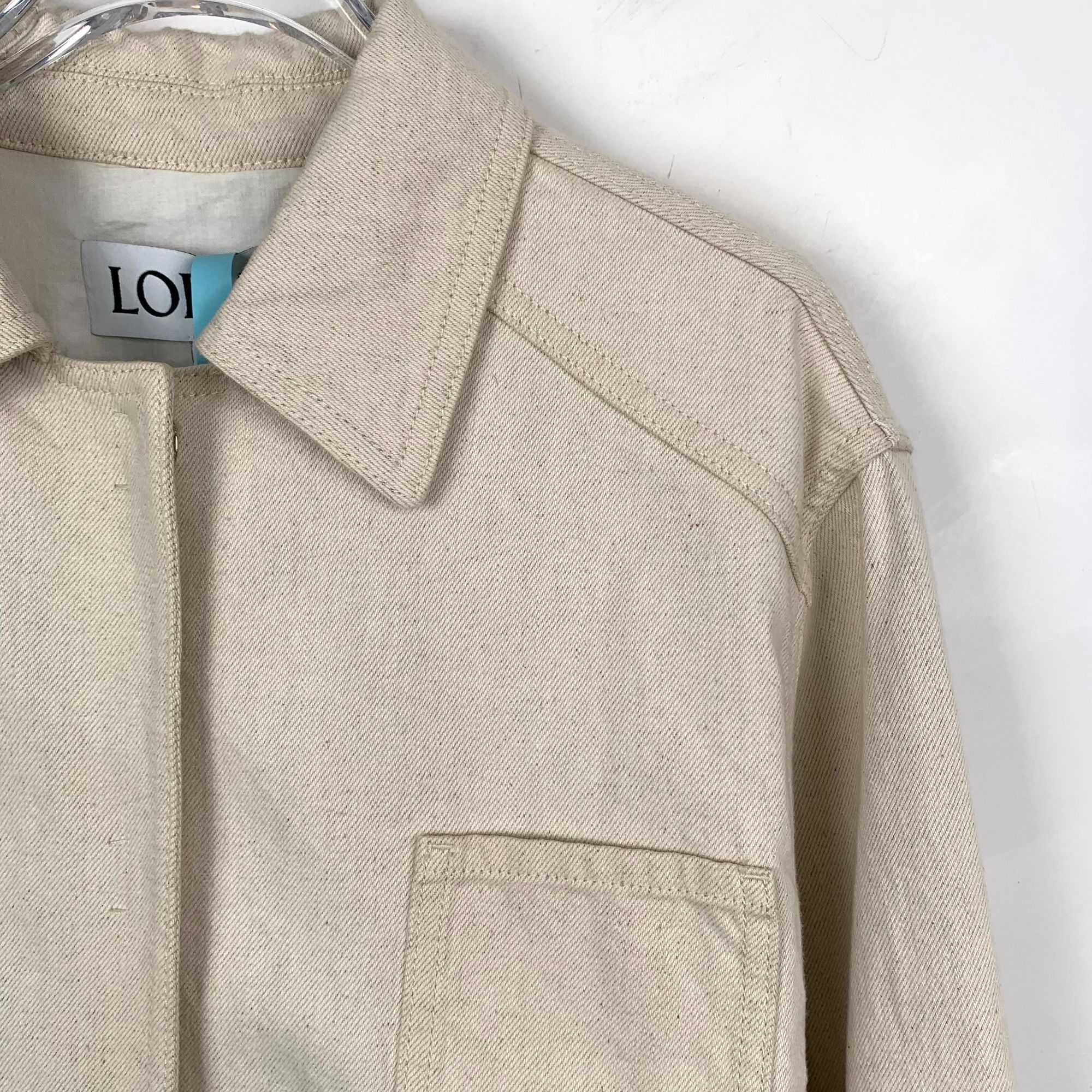 Loewe J9214 Loewe Beige Cotton-Linen Blend Jacket With Embossed Le Size US M / EU 48-50 / 2 - 3 Thumbnail