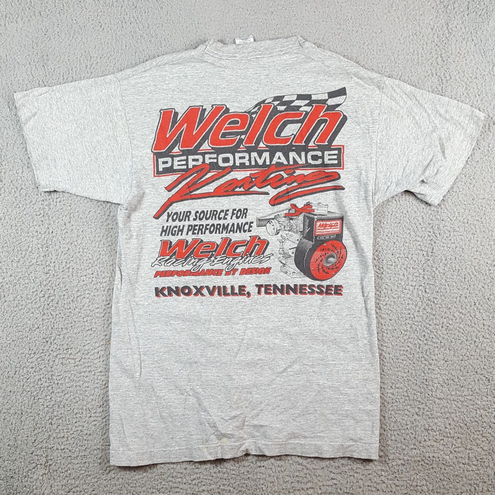Fruit Of The Loom VINTAGE Welch Racing Engines NASCAR Race Tee Men's S Gray Cotton T-Shirt with Embroidered Logo Size US S / EU 44-46 / 1 - 4 Thumbnail