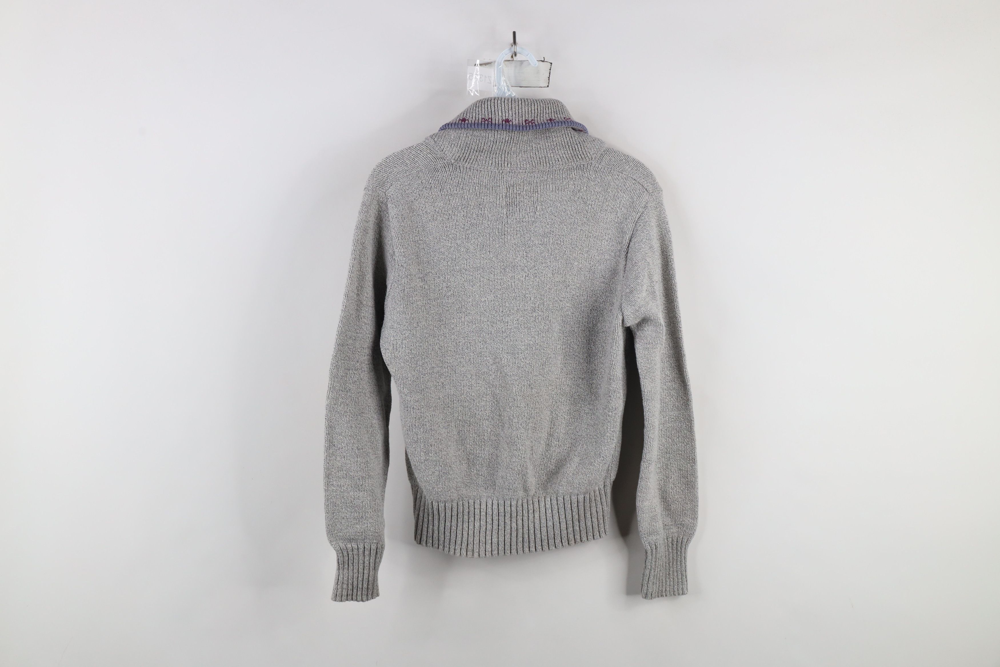 Vintage Vintage 90s Streetwear Knit Pullover Shawl Sweater Gray Size L / US 10 / IT 46 - 10 Thumbnail