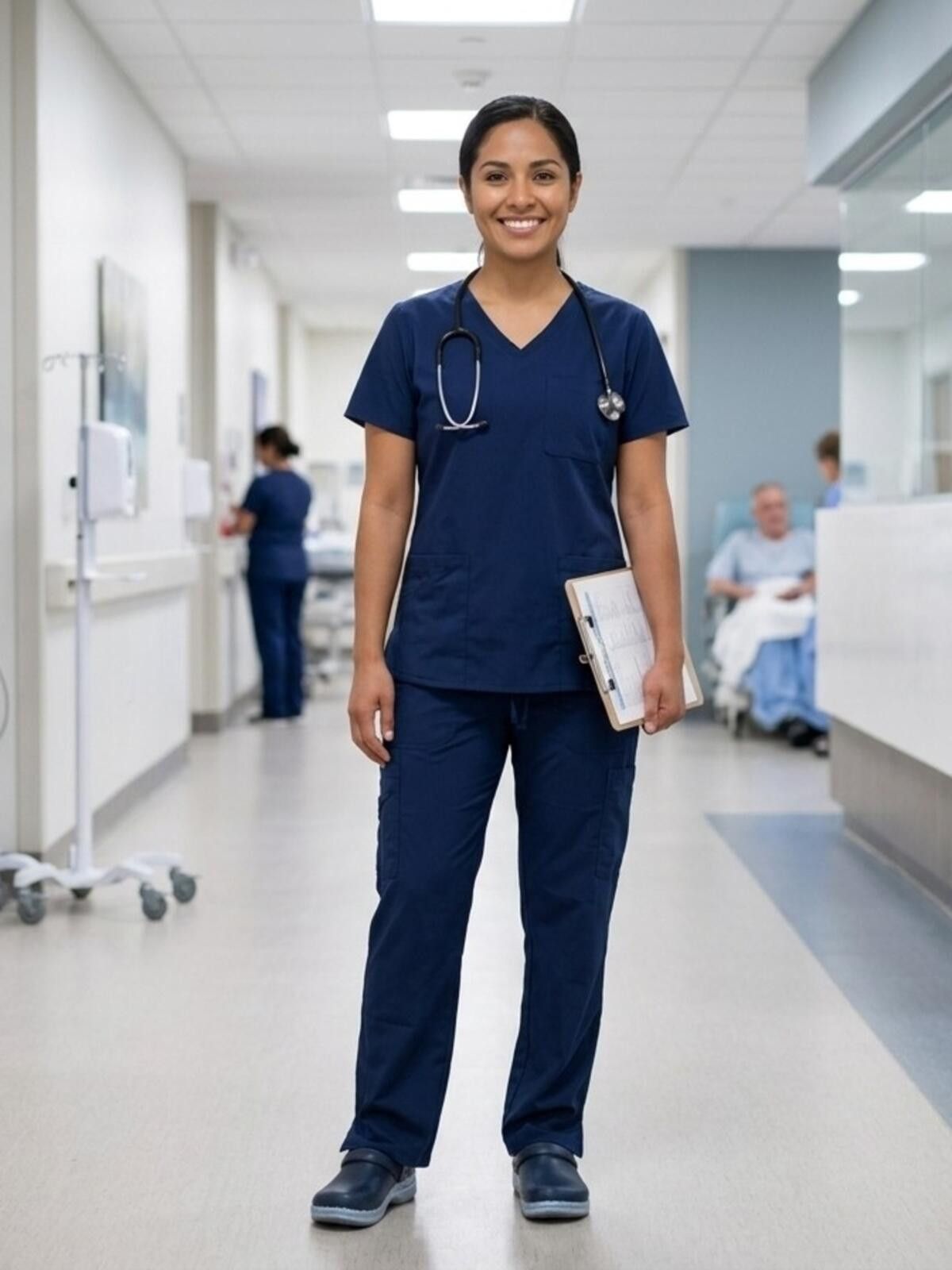 Other Scrubstar Navy V-Neck Medical Scrub Top Size ONE SIZE - 2 Thumbnail