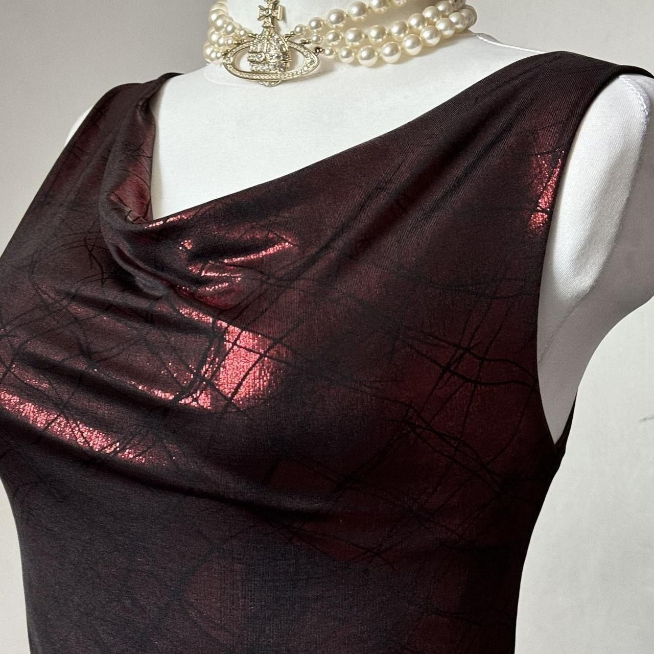 Vintage Iconic black / red satin draped dress Size S / US 4 / IT 40 - 4 Thumbnail