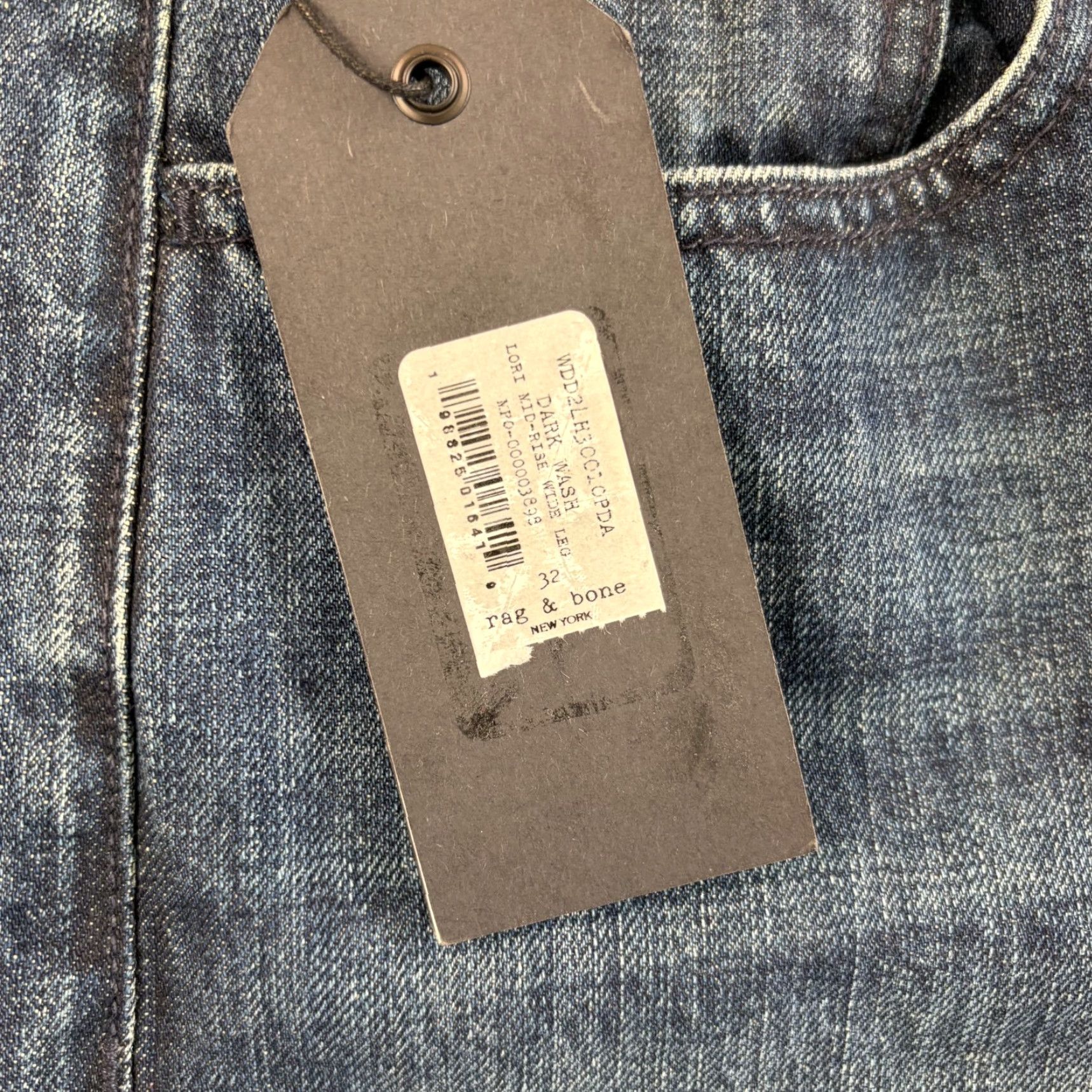 Rag & Bone Rag & Bone Lori Mid-Rise Wide Leg Jeans in Dark Wash Blue Women 32 Made USA NWT 78 Size ONE SIZE - 5 Thumbnail