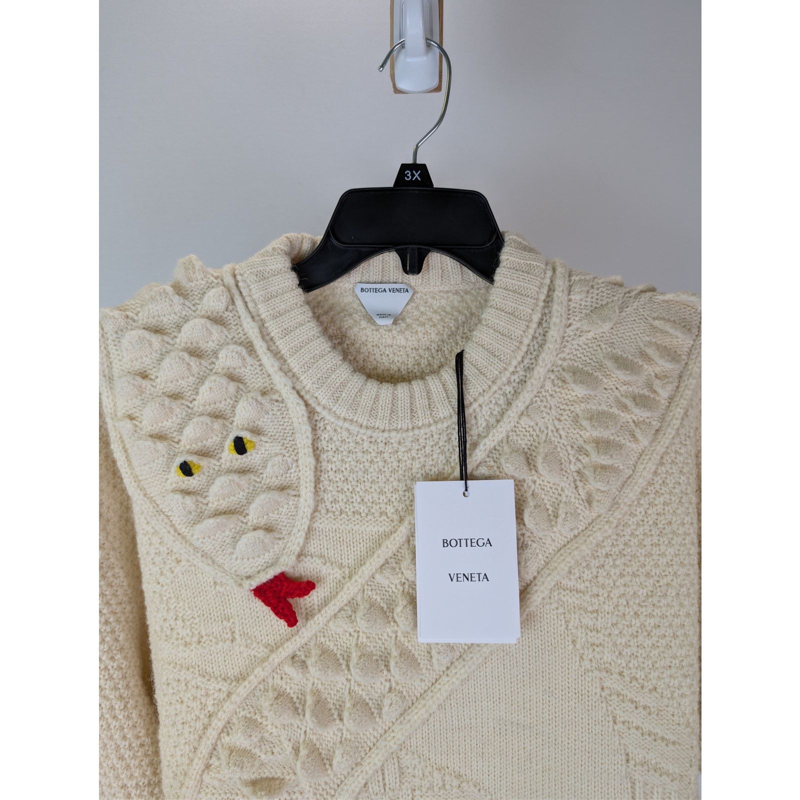 Bottega Veneta o1rshd1 Men Wear Wool Snake Knit Sweater in Dove Size US L / EU 52-54 / 3 - 6 Thumbnail