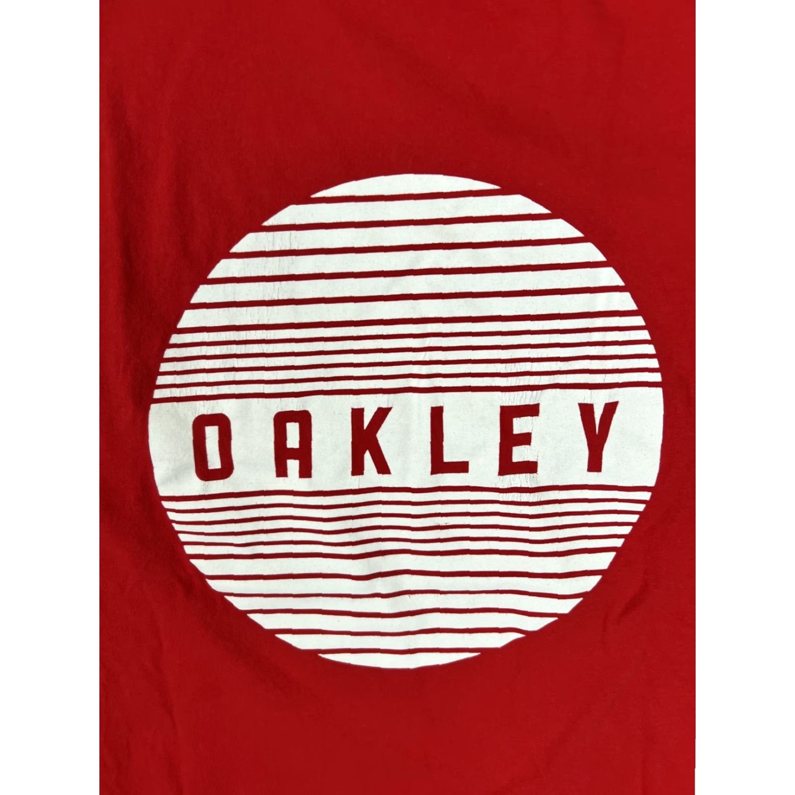 Oakley Oakley T-Shirt Mens Size XL Red Circle Spell Out Graphic Short Sleeve Crew Neck Flag 90s Vintage N/A Size US XL / EU 56 / 4 - 2 Thumbnail