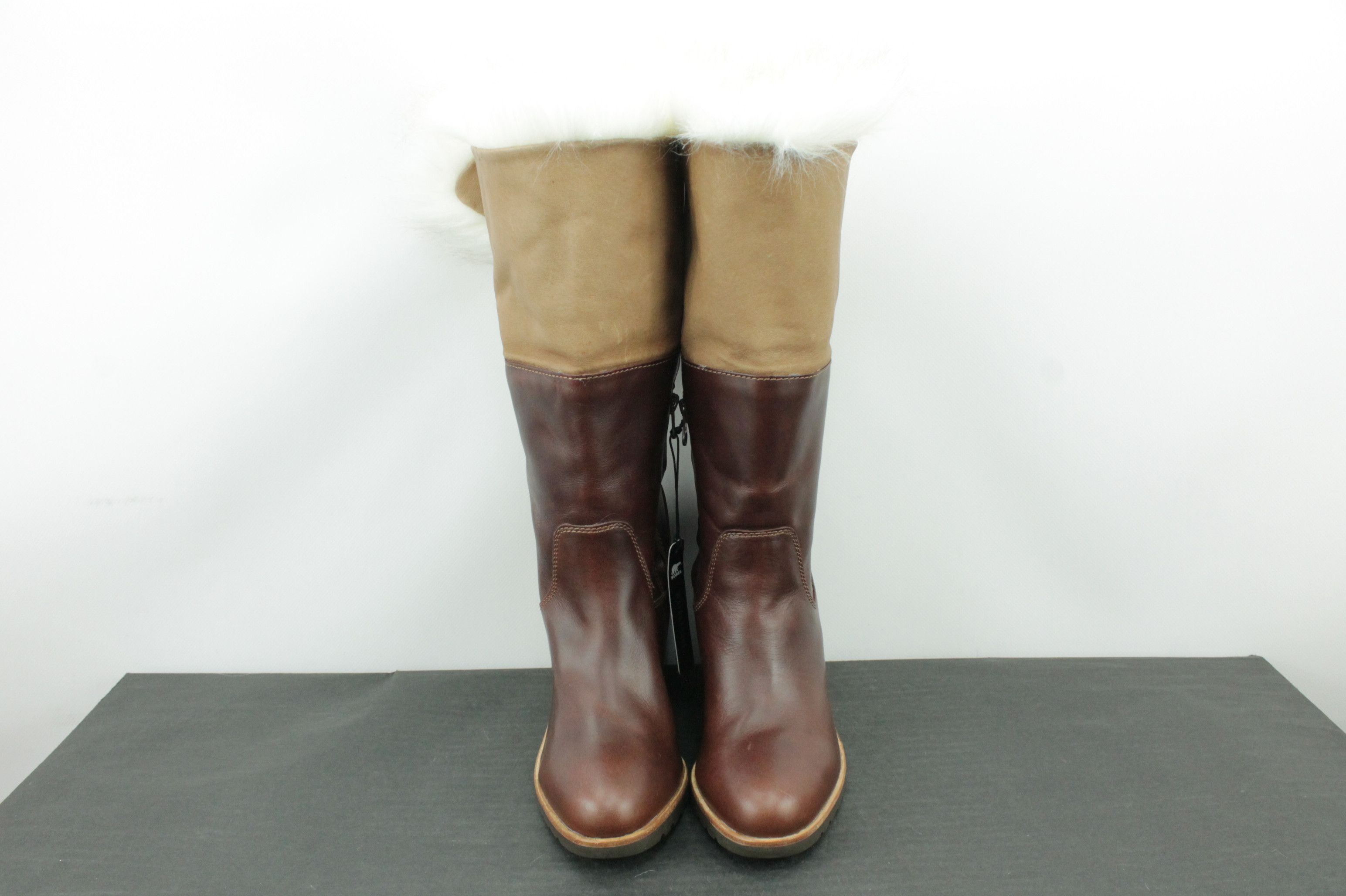 SOREL Sorel Park City Lux Brown Leather Wedge Booties Faux Fur Size US 8 / IT 38 - 6 Thumbnail