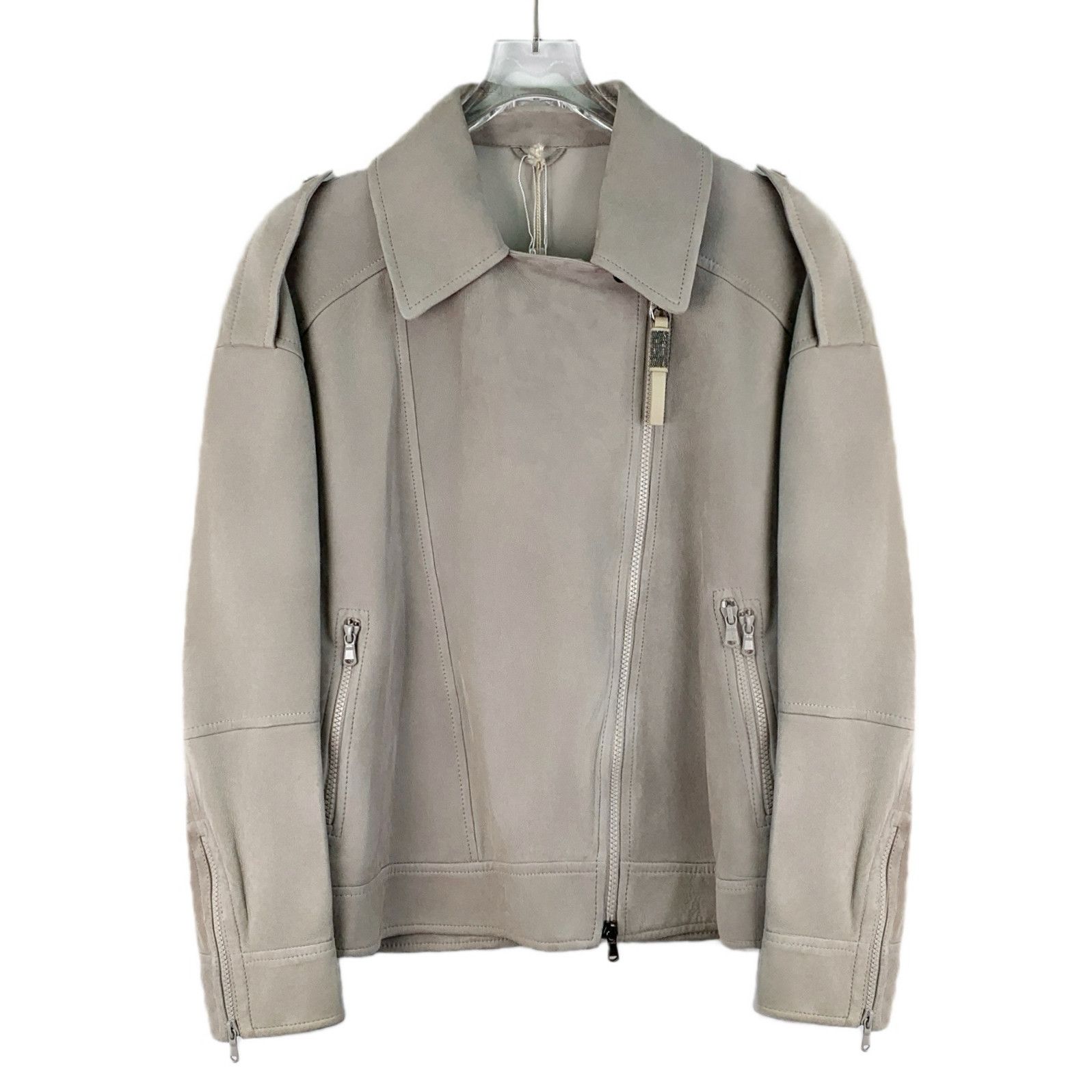 Brunello Cucinelli Brunello Cucinelli Grey Leather Zip Jacket (Size 40) Size US XXS / EU 40 - 1 Thumbnail
