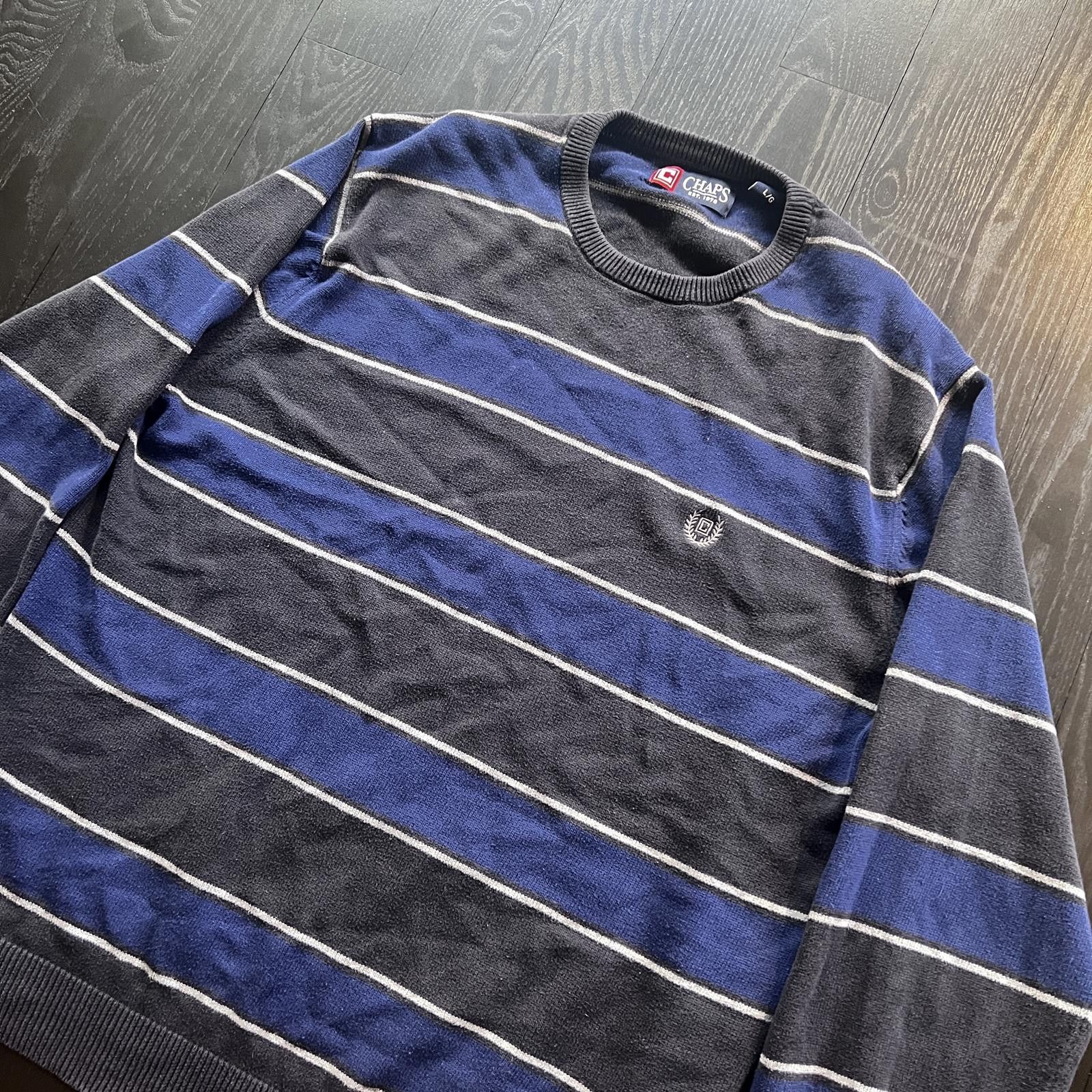 Chaps Vintage Polo RL Chaps Striped Sweater Navy Blue Size US L / EU 52-54 / 3 - 2 Thumbnail