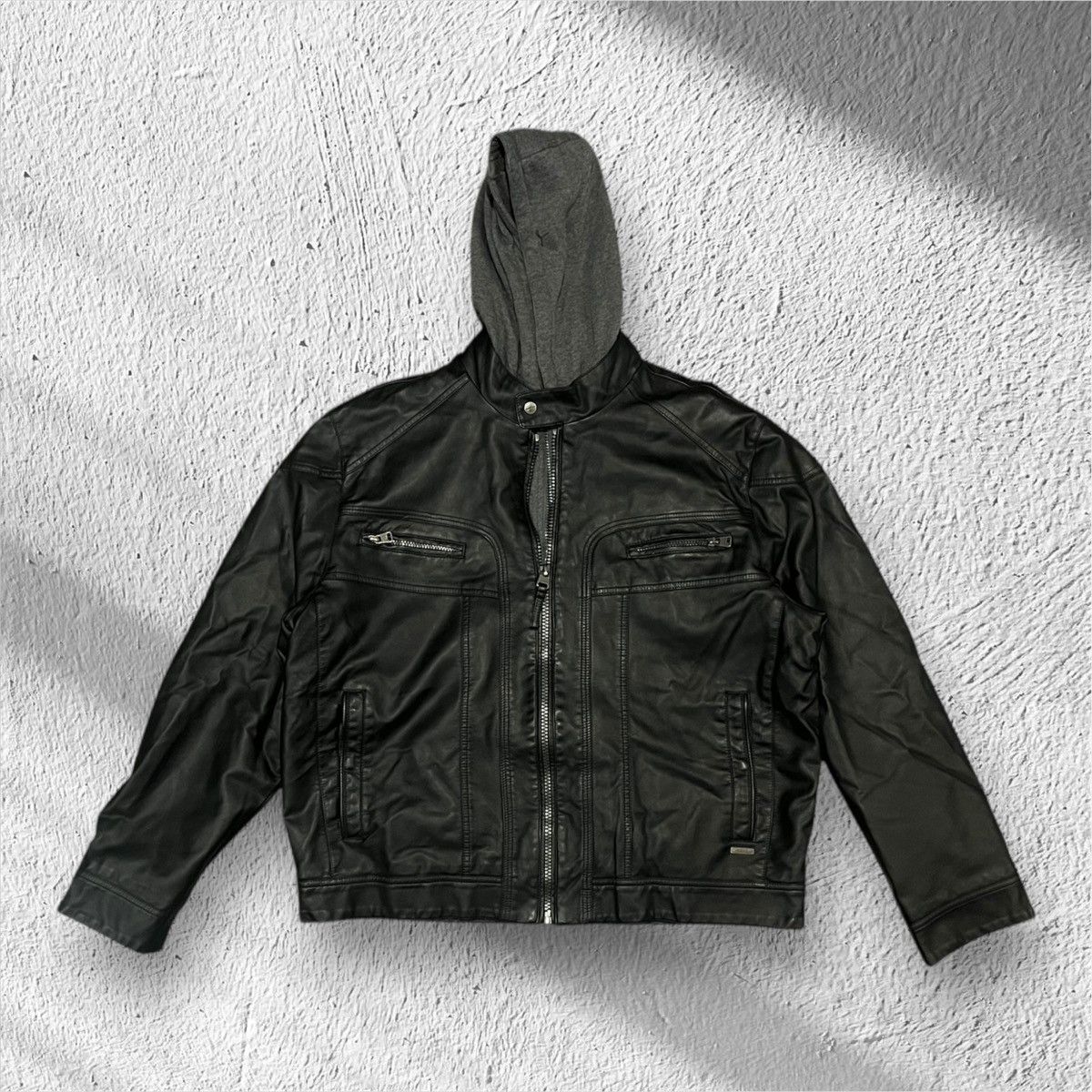 Calvin Klein Calvin Klein Black Leather Jacket w/ Hoodie – Size XL Size US XL / EU 56 / 4 - 1 Thumbnail