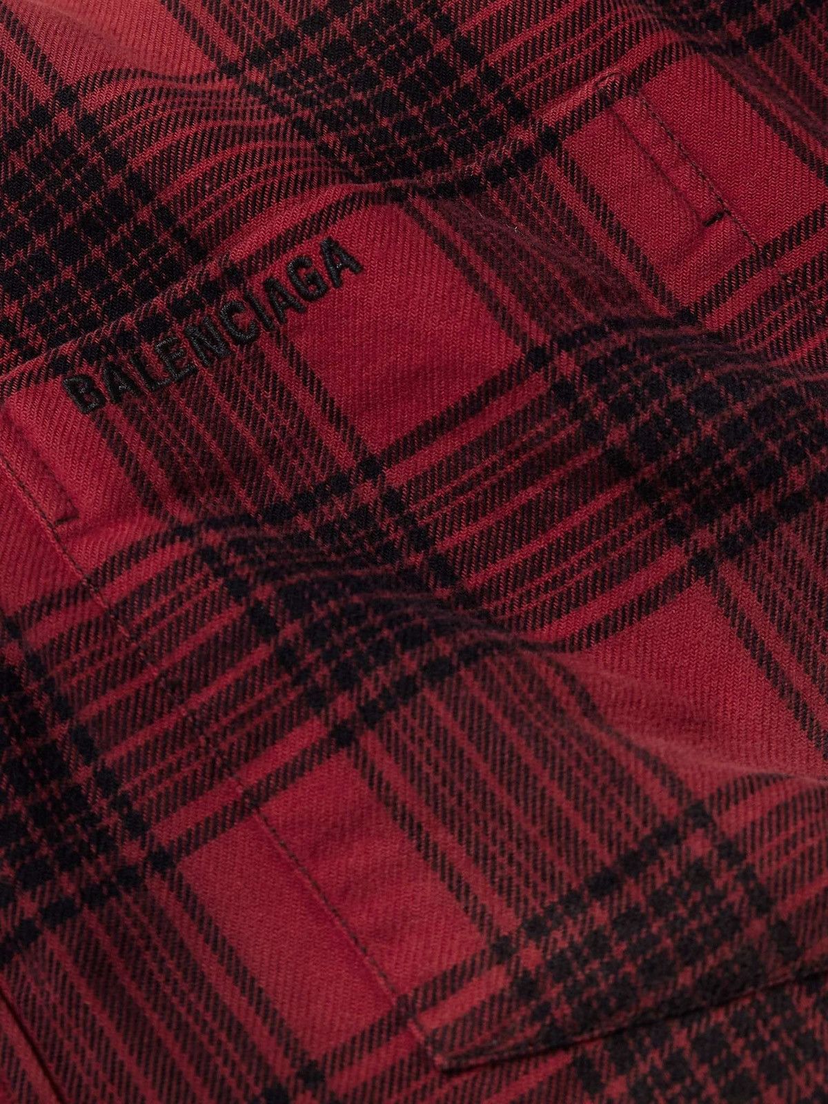 Balenciaga Checked Jersey-Trimmed Cotton-Flannel Hooded Shirt Size US M / EU 48-50 / 2 - 3 Thumbnail