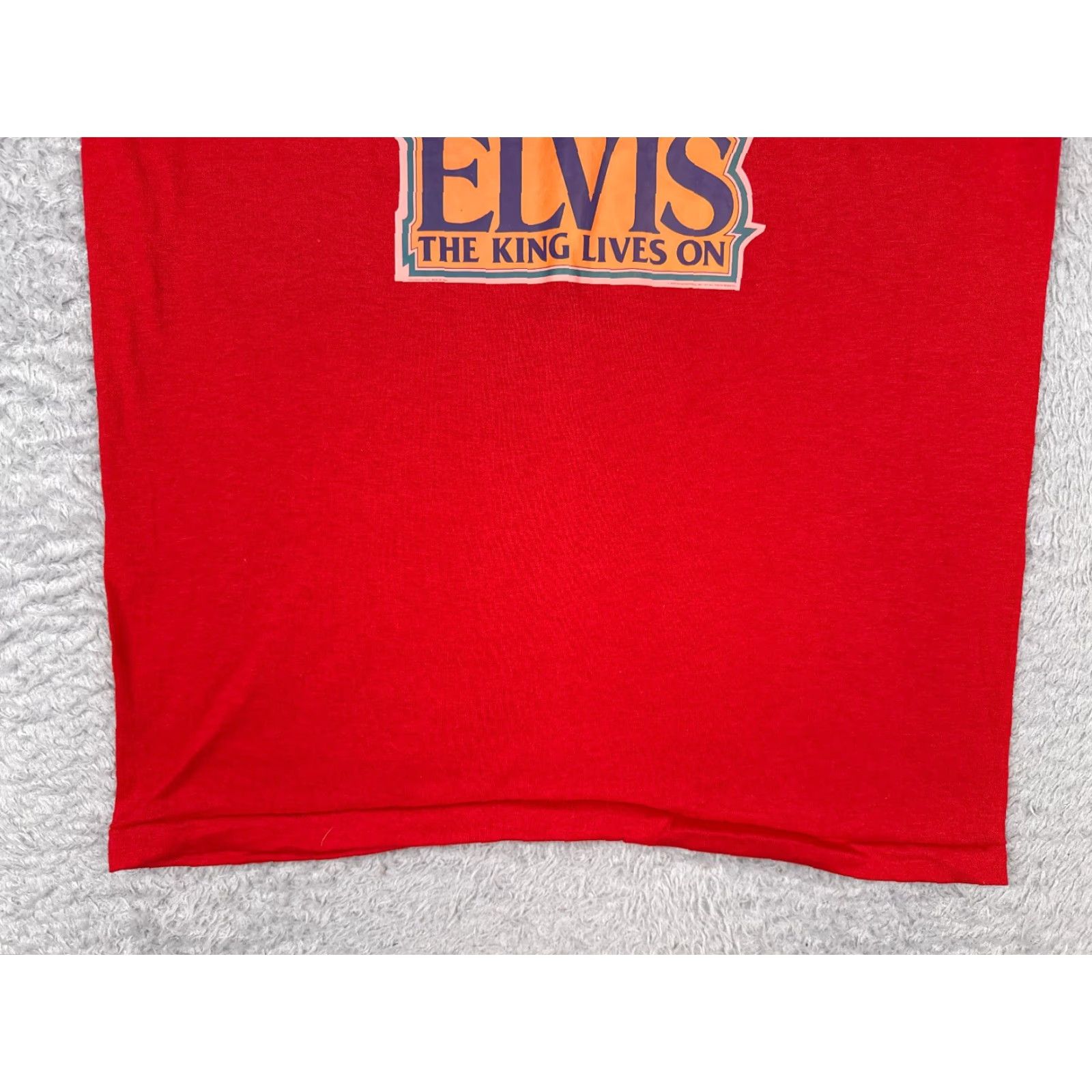 Vintage Elvis The King Lives On Shirt Mens Small Red Cotton Sleeveless Crew Neck T-Shirt Size US S / EU 44-46 / 1 - 5 Thumbnail