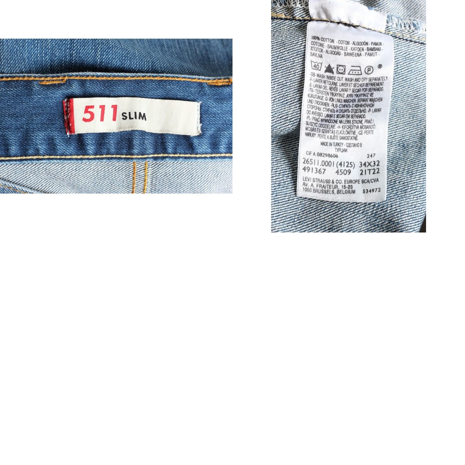 Levi's VINTAGE Levi’s 511 Jeans Men 34/32 Slim Fit Back Strap 5-Pocket Denim Blue DZ3419 Size US 34 / EU 50 - 8 Thumbnail