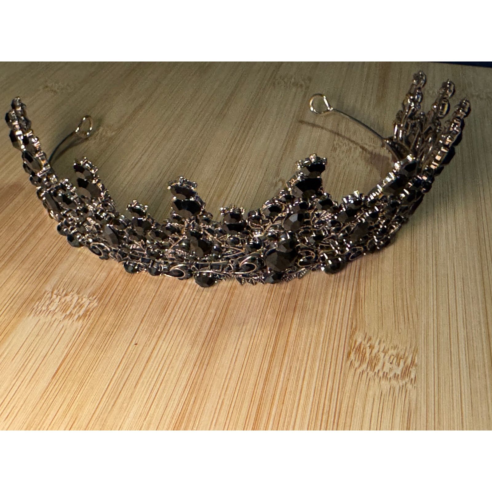 Other Silver w/ Black Rhinestones Princess Style Tiara Size ONE SIZE - 5 Thumbnail