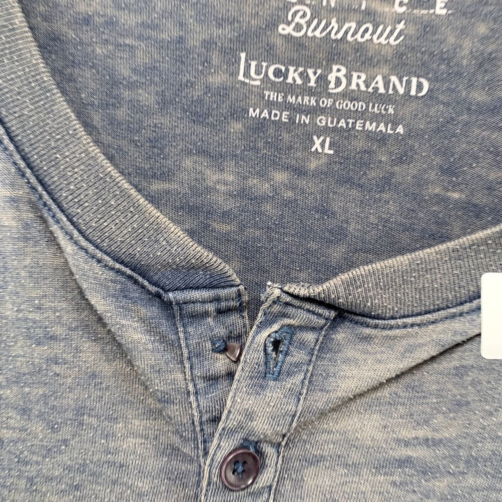 Lucky Brand Lucky Brand Henley Burnout T Shirt Mens XL Blue Venice Retro Think Vintage - Size US XL / EU 56 / 4 - 7 Thumbnail